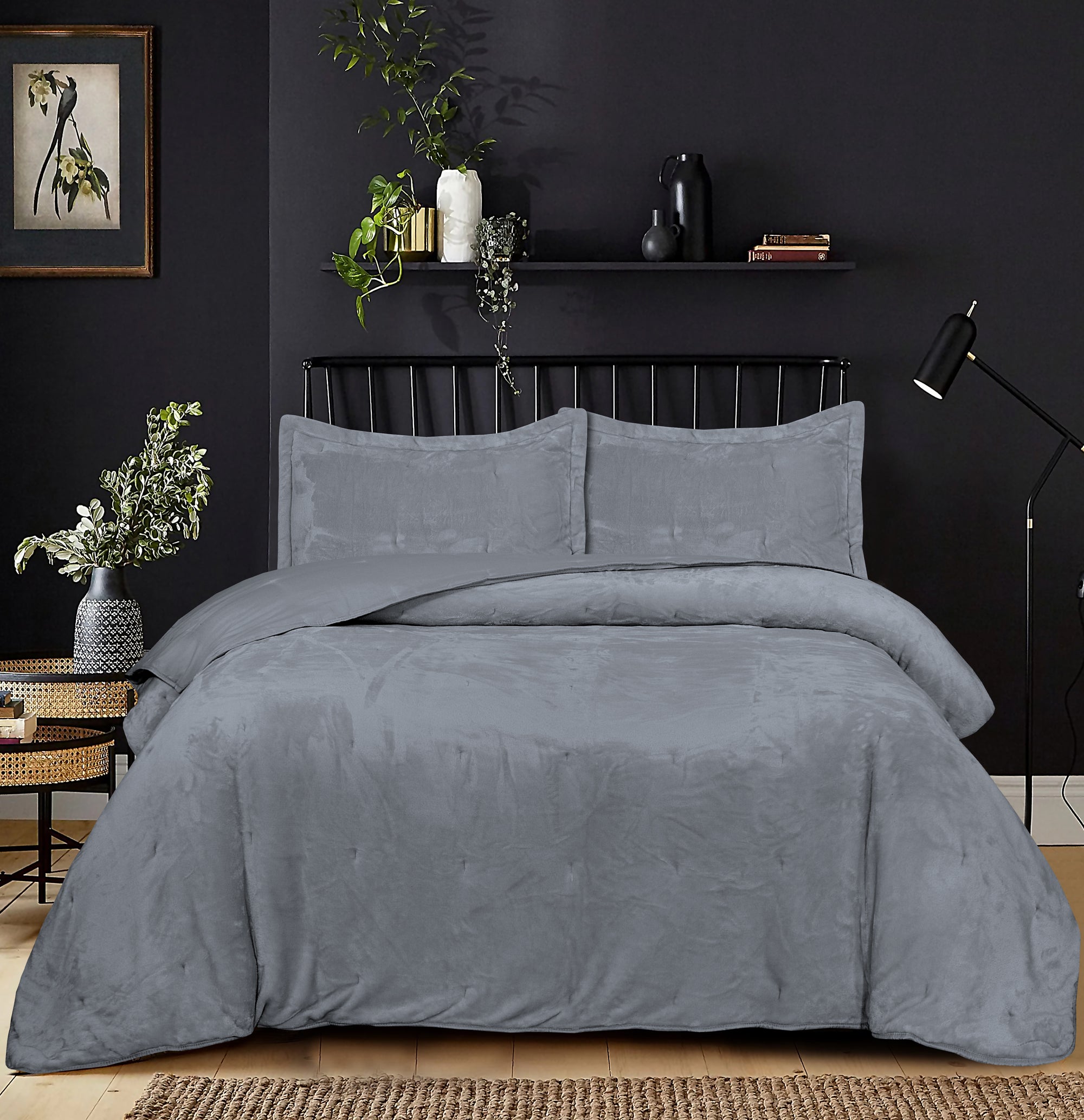 Charcoal Mist Summer Fleece Bed Spread