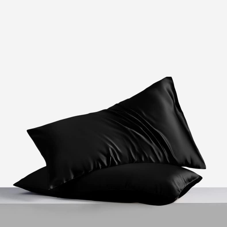 Black Silk Pillowcases Pair