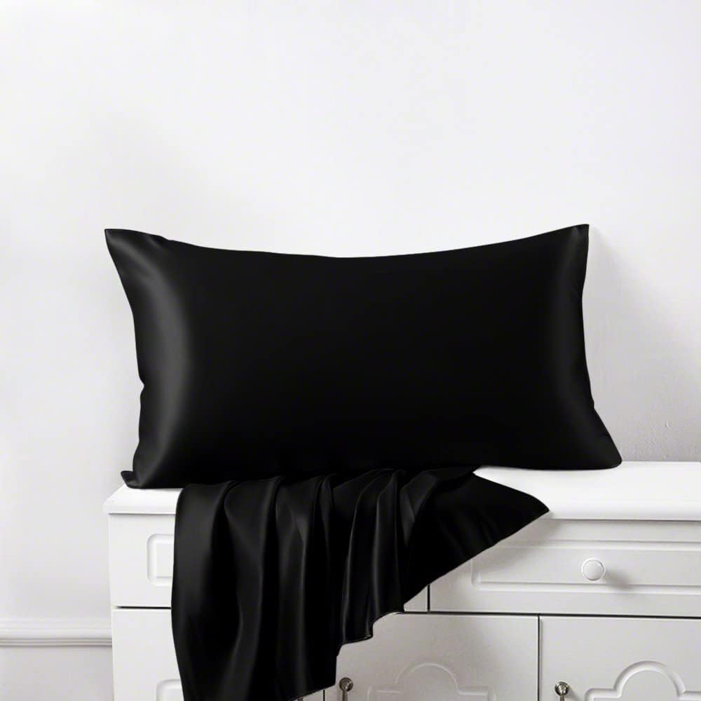 Black Silk Pillowcases Pair