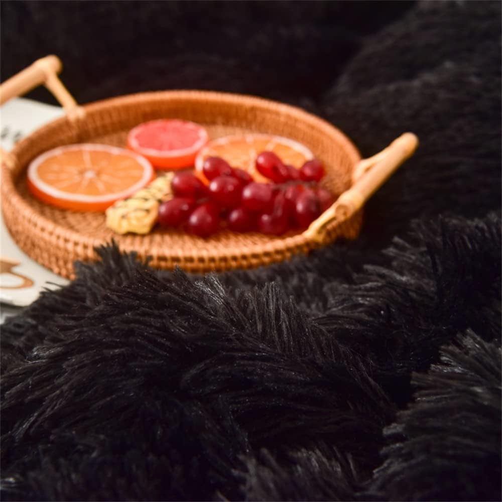 Shaggy Black Bed Set