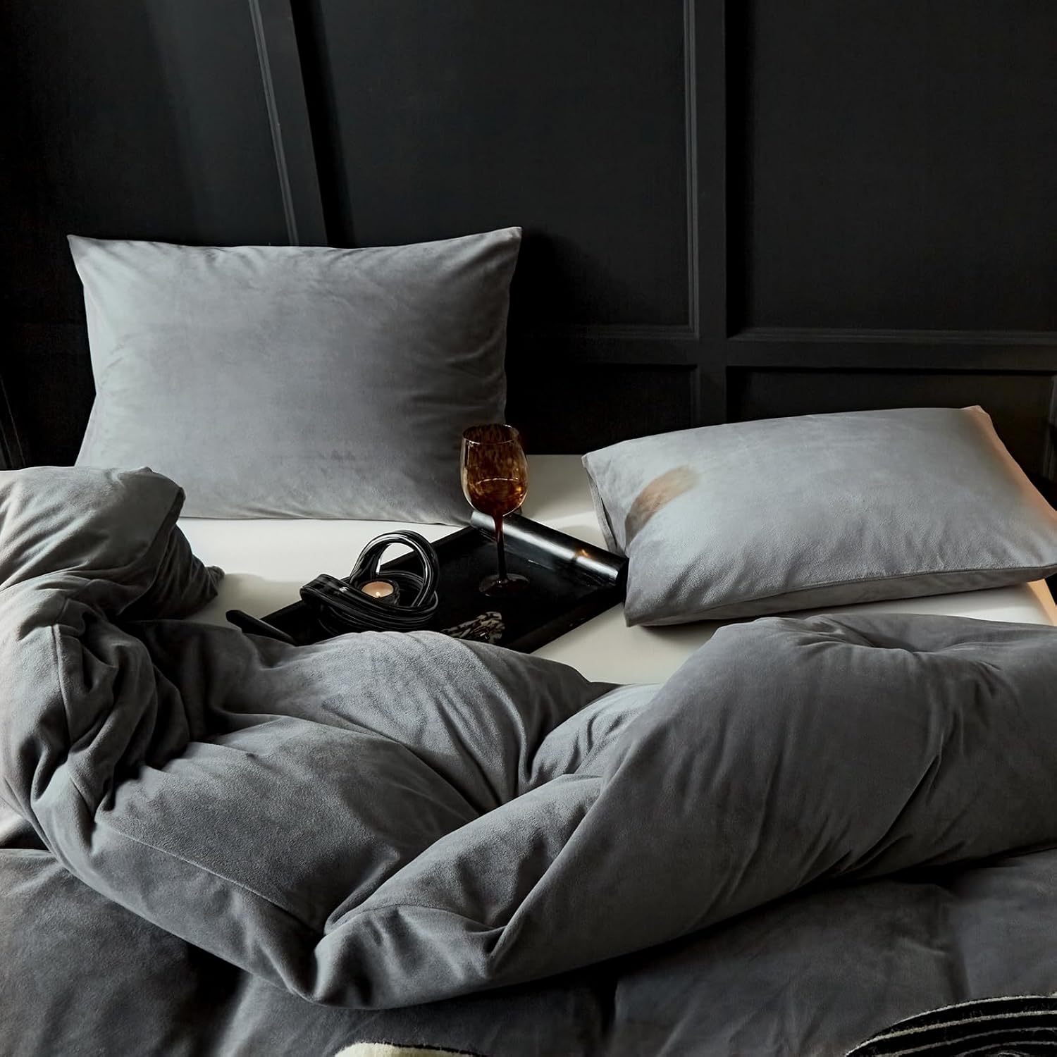 Silver Velvet Duvet Set