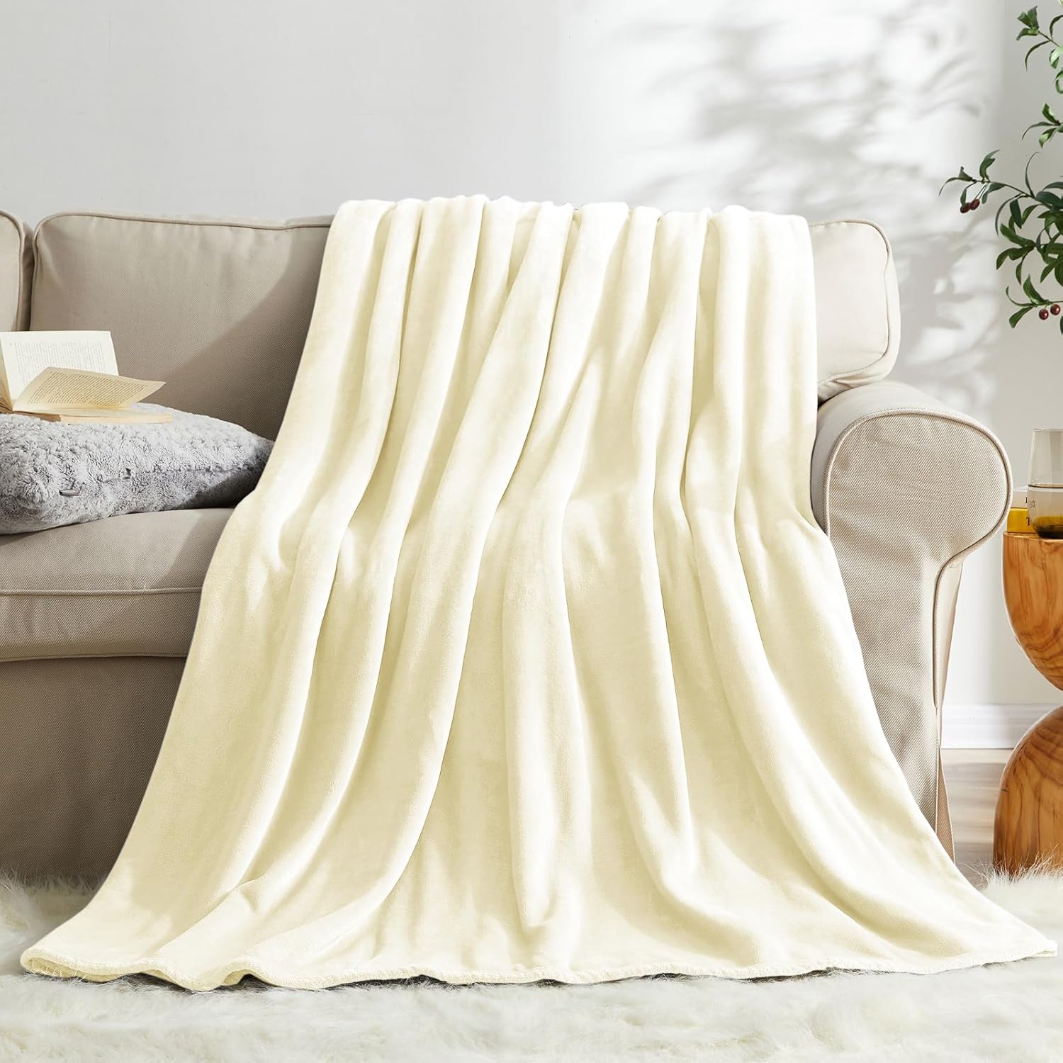 Ivory White Winter Throw Blanket