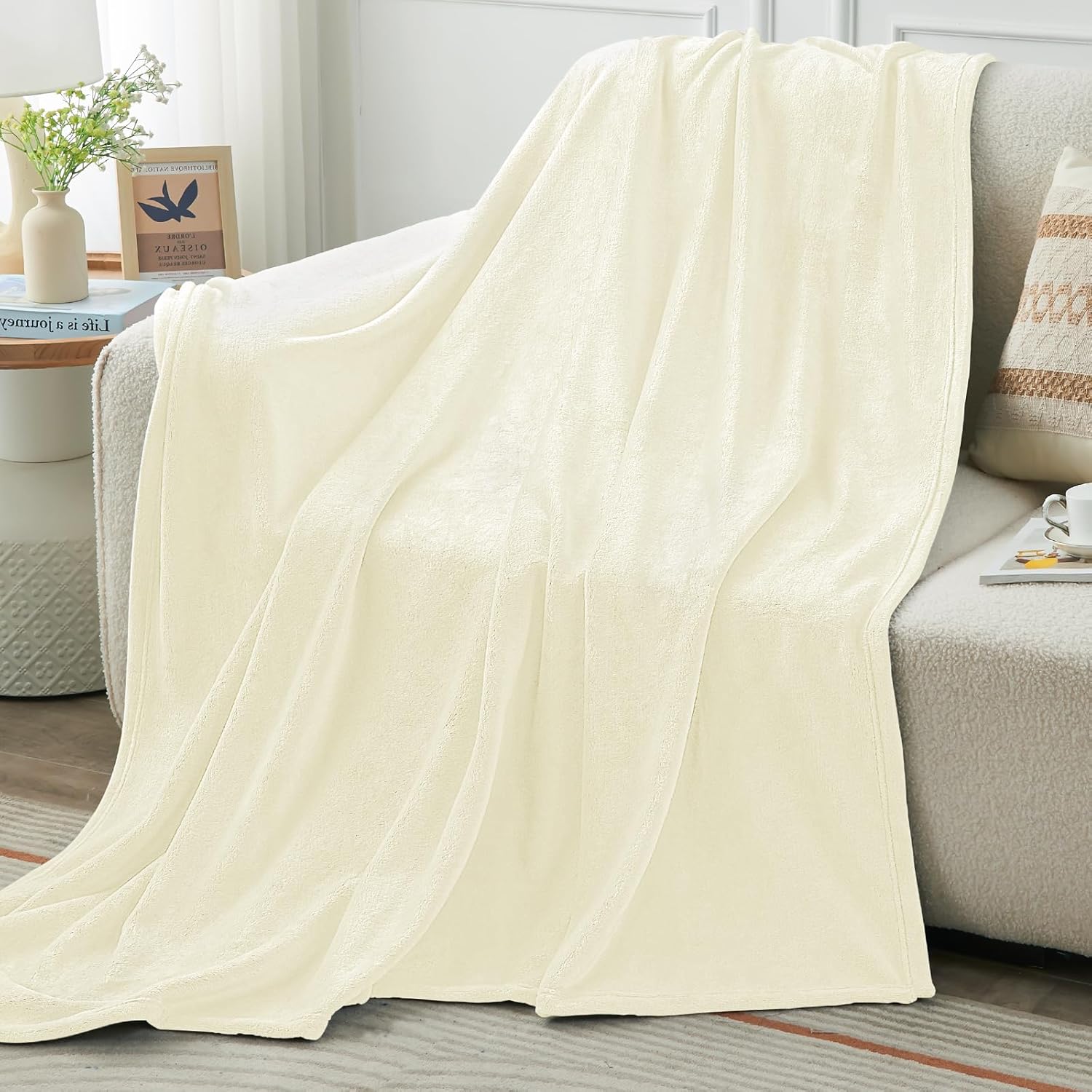 Ivory White Winter Throw Blanket