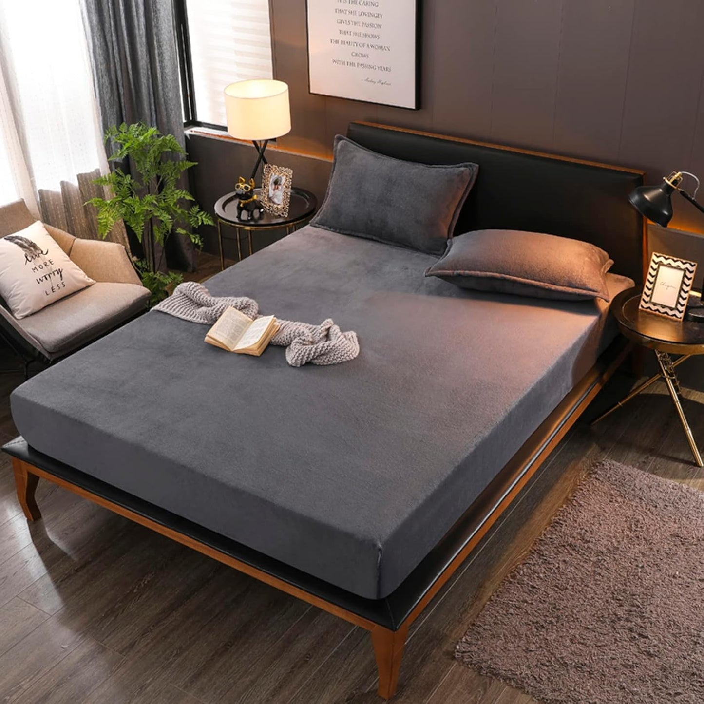 Charcoal Fleece Fitted Sheet