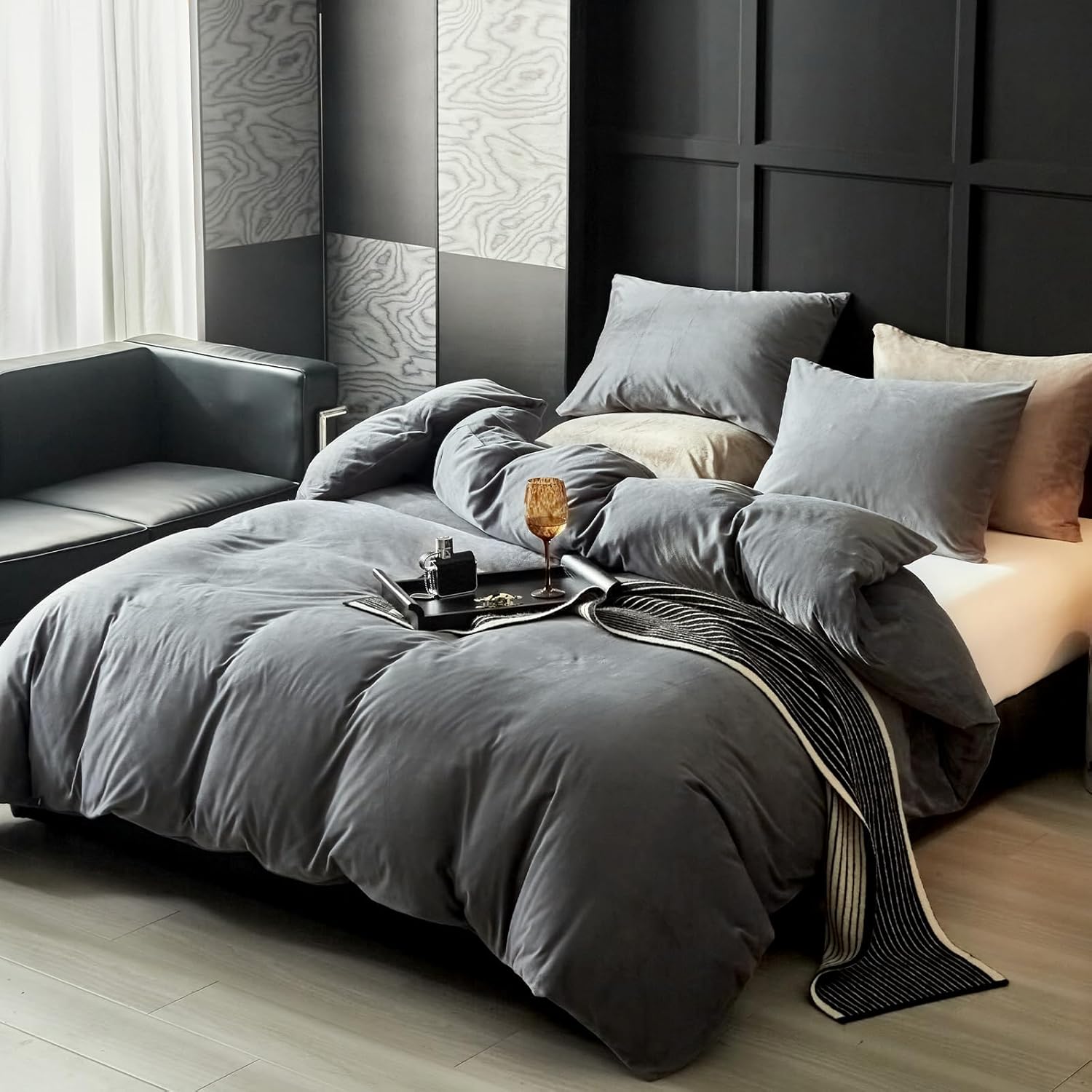 Silver Velvet Duvet Set