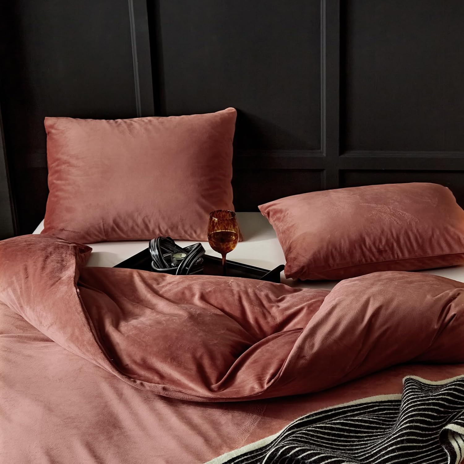 Blush Pink Velvet Duvet Set