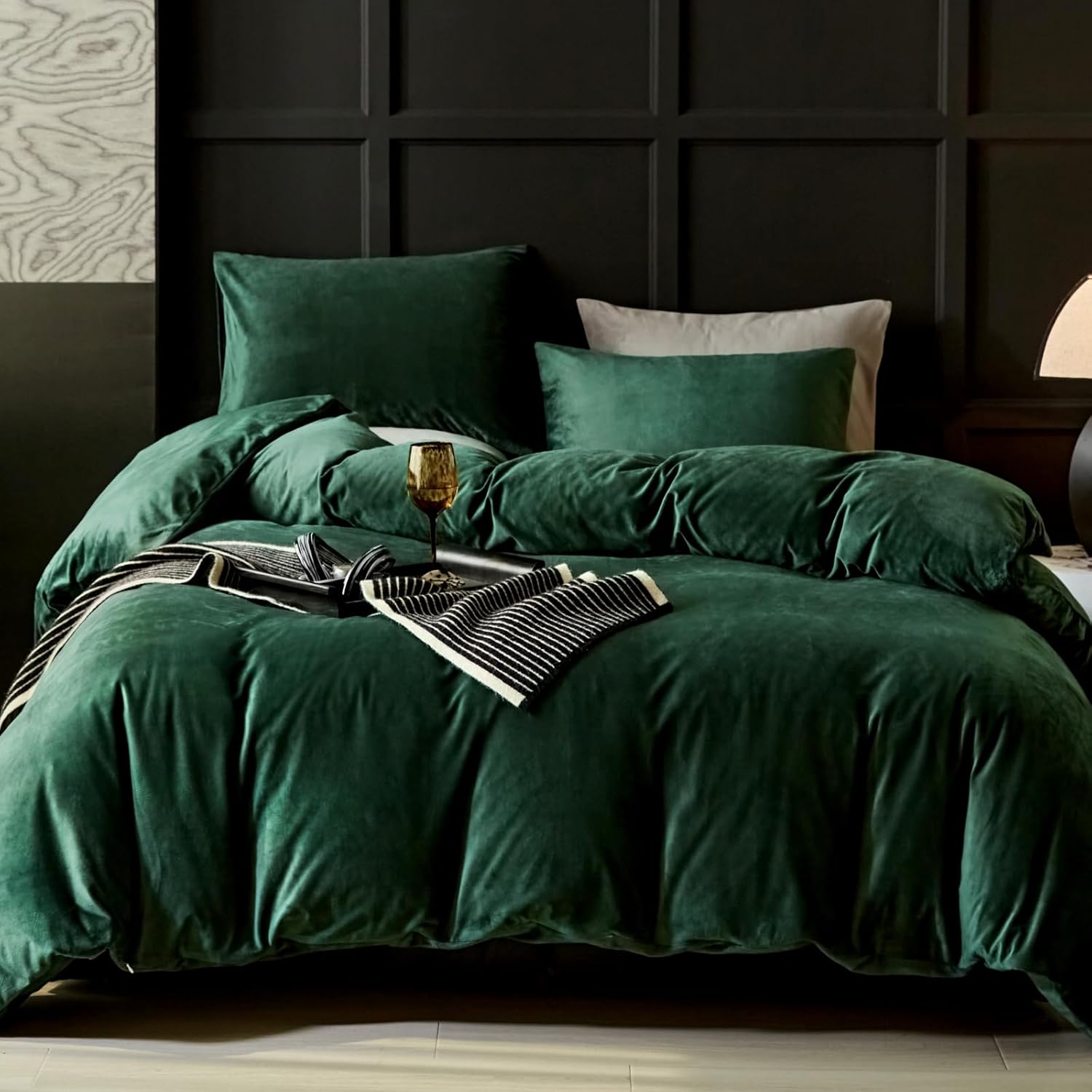Emerald Green Velvet Duvet Set