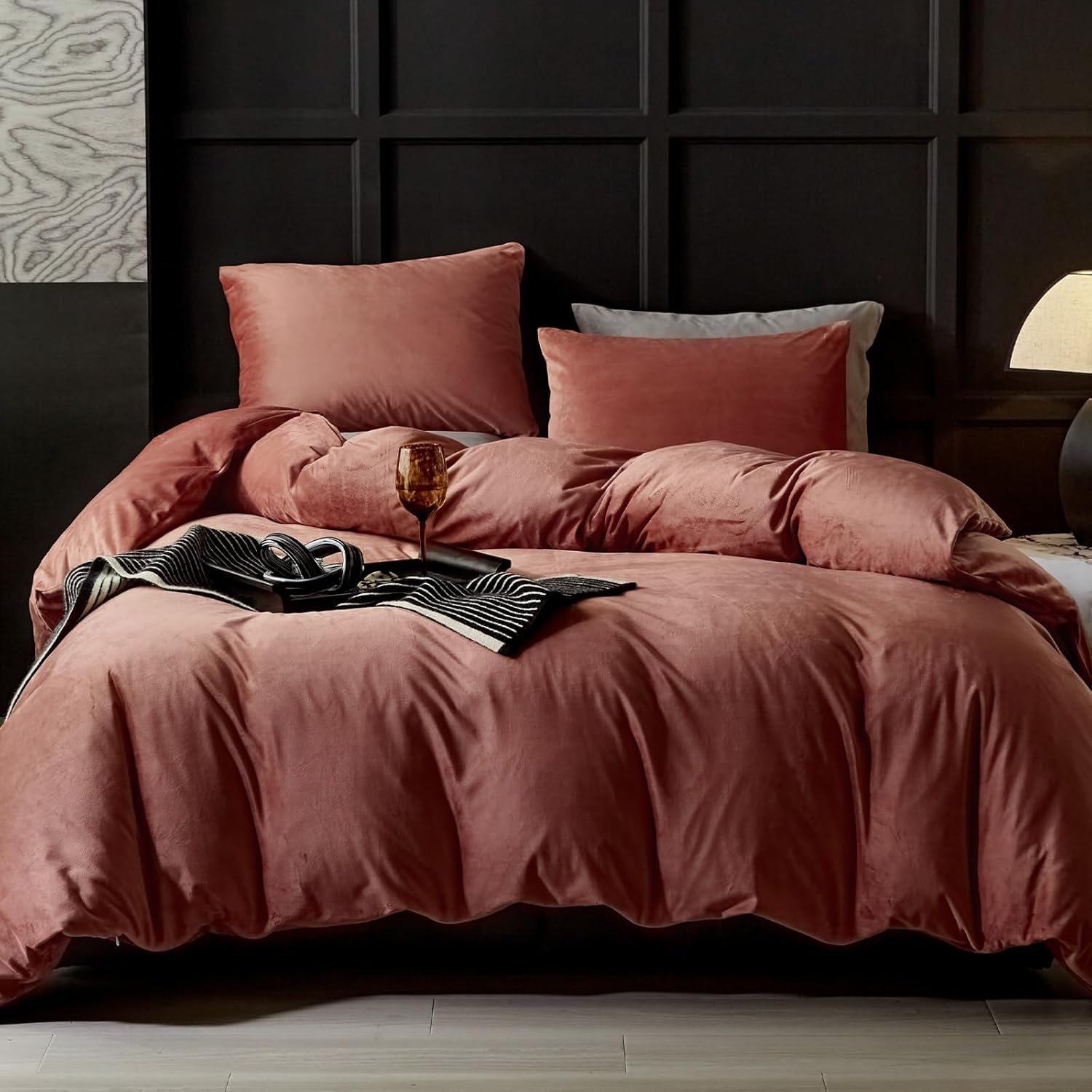 Blush Pink Velvet Duvet Set