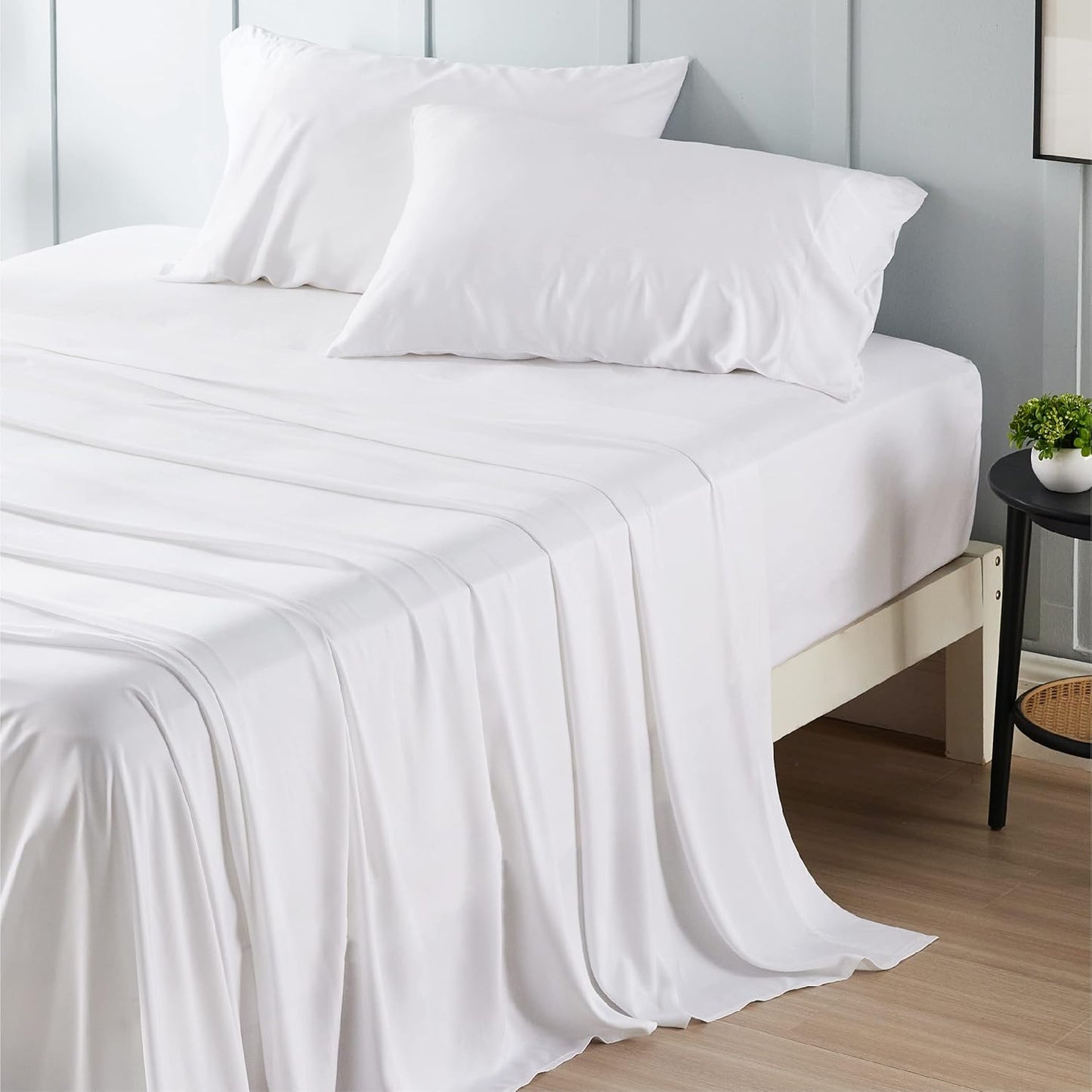 White Satin Bed Set