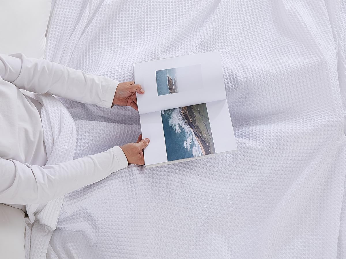 White Waffle Weave Summer Blanket