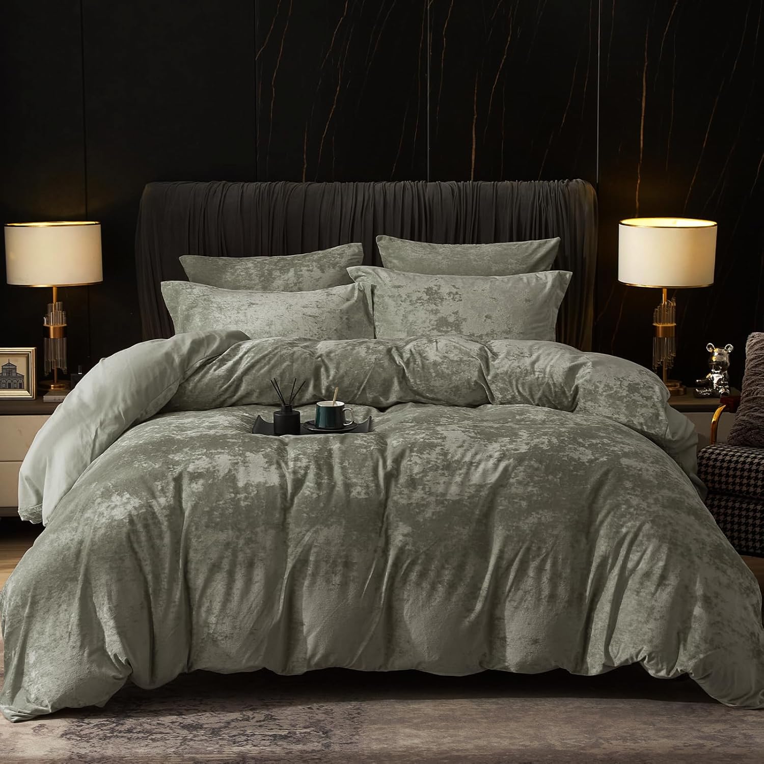 Smokey Textured Velvet Duvet Set