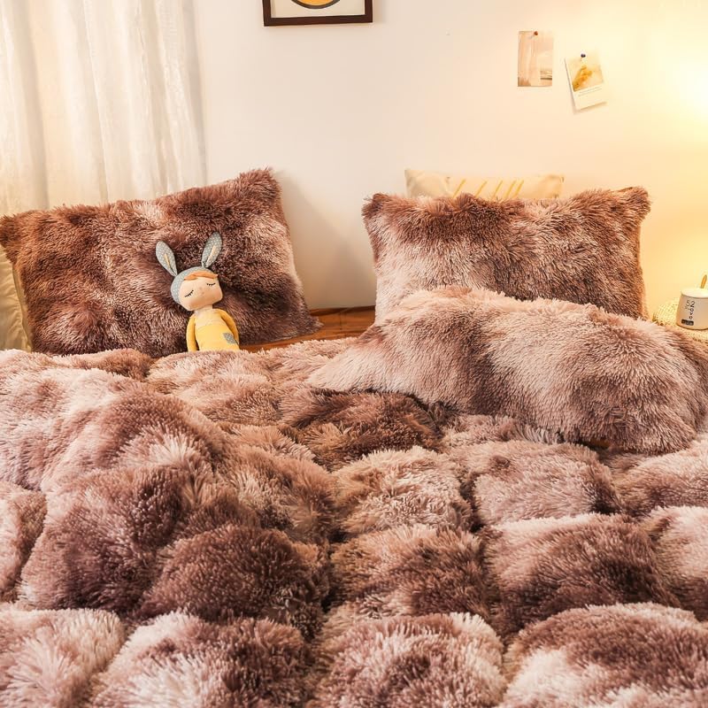 Coffee Brown Tye & Dye Shaggy Set