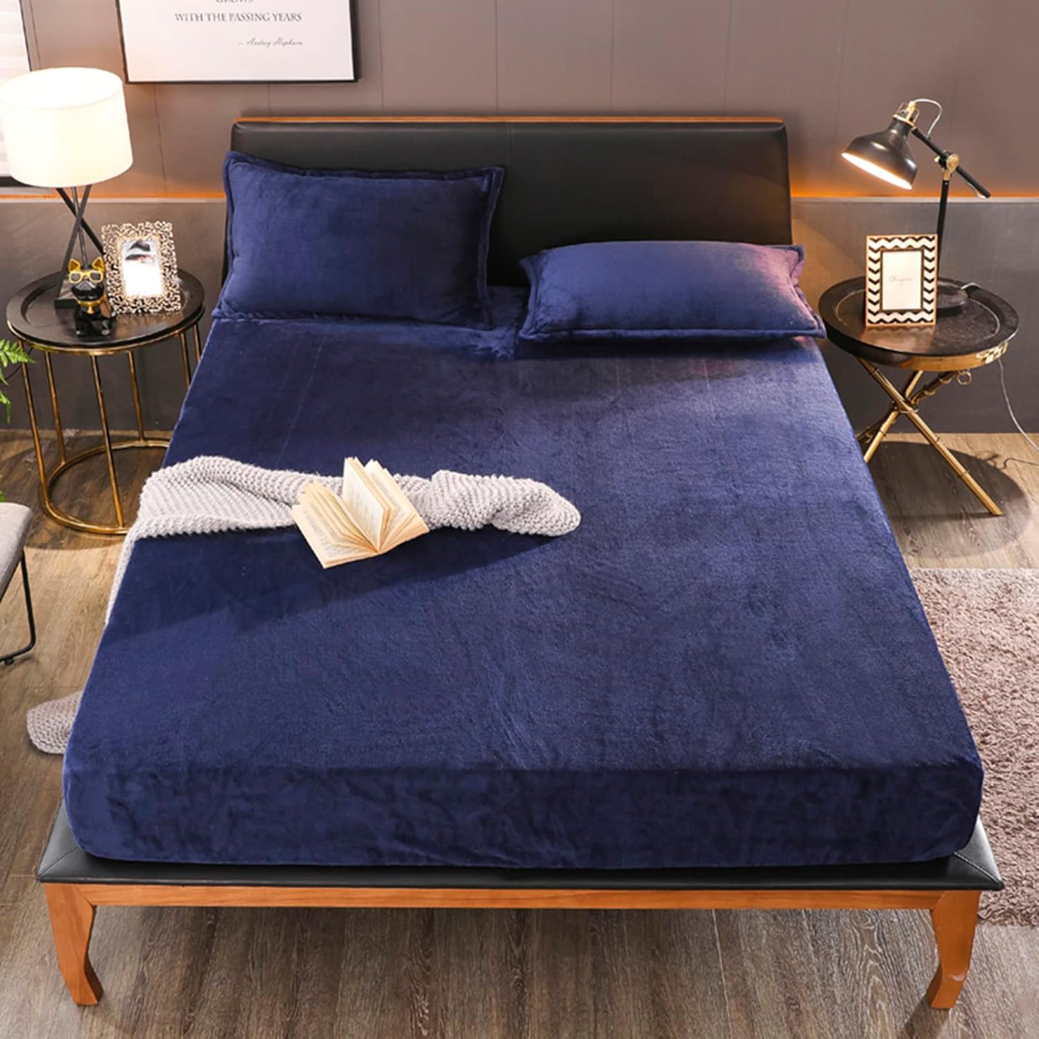 Navy Fleece Fitted Sheet