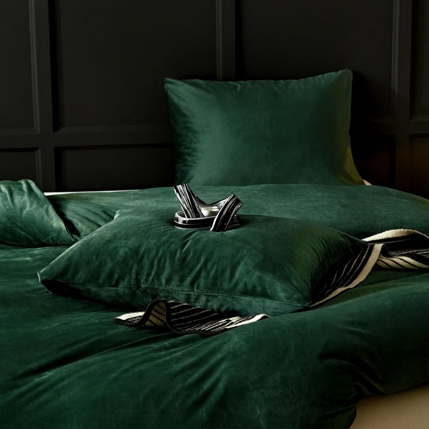 Emerald Green Velvet Duvet Set