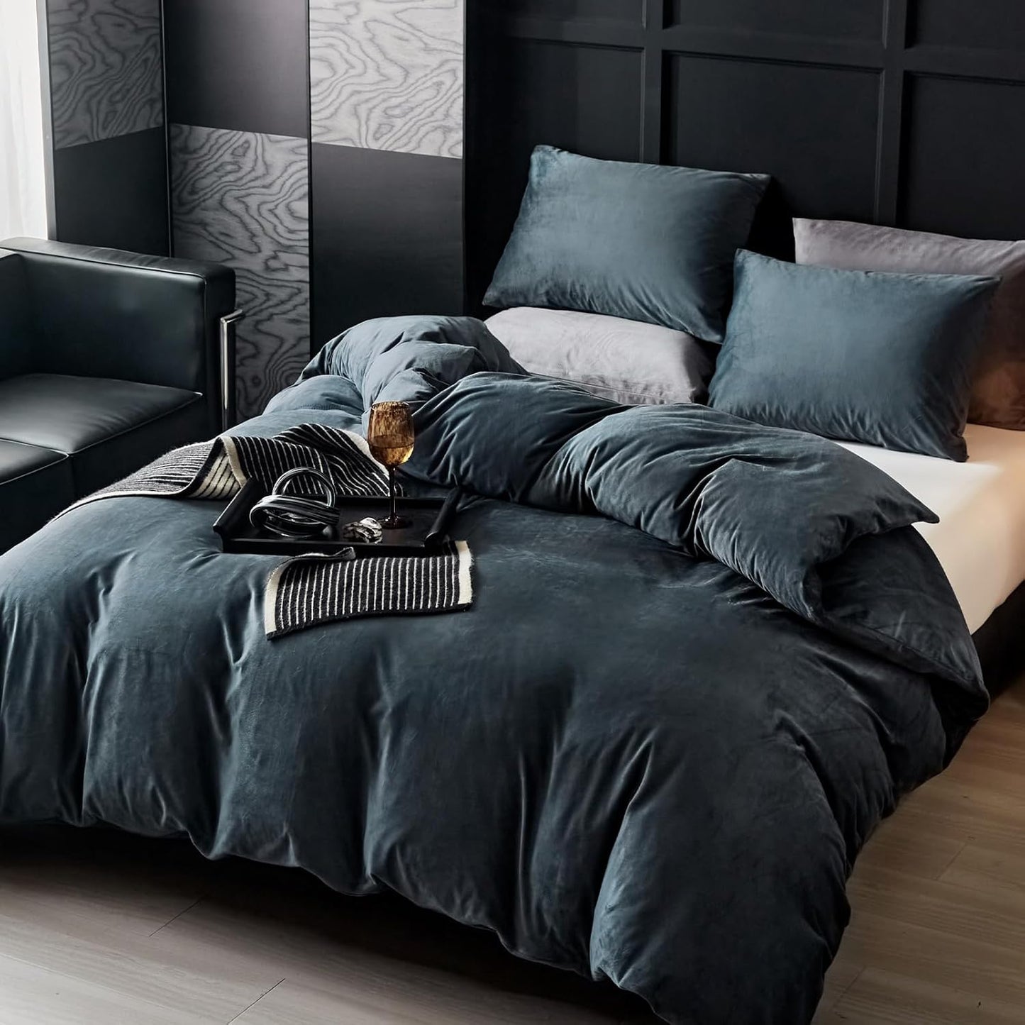 Charcoal Velvet Duvet Set