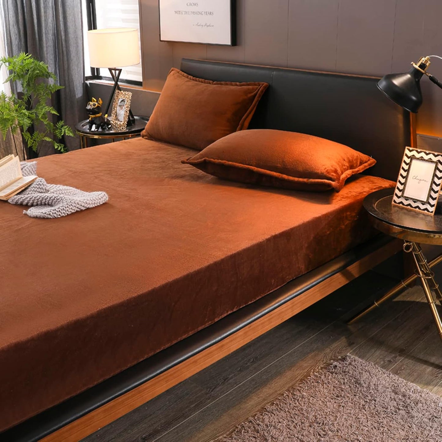 Coffee Fleece Fitted Sheet