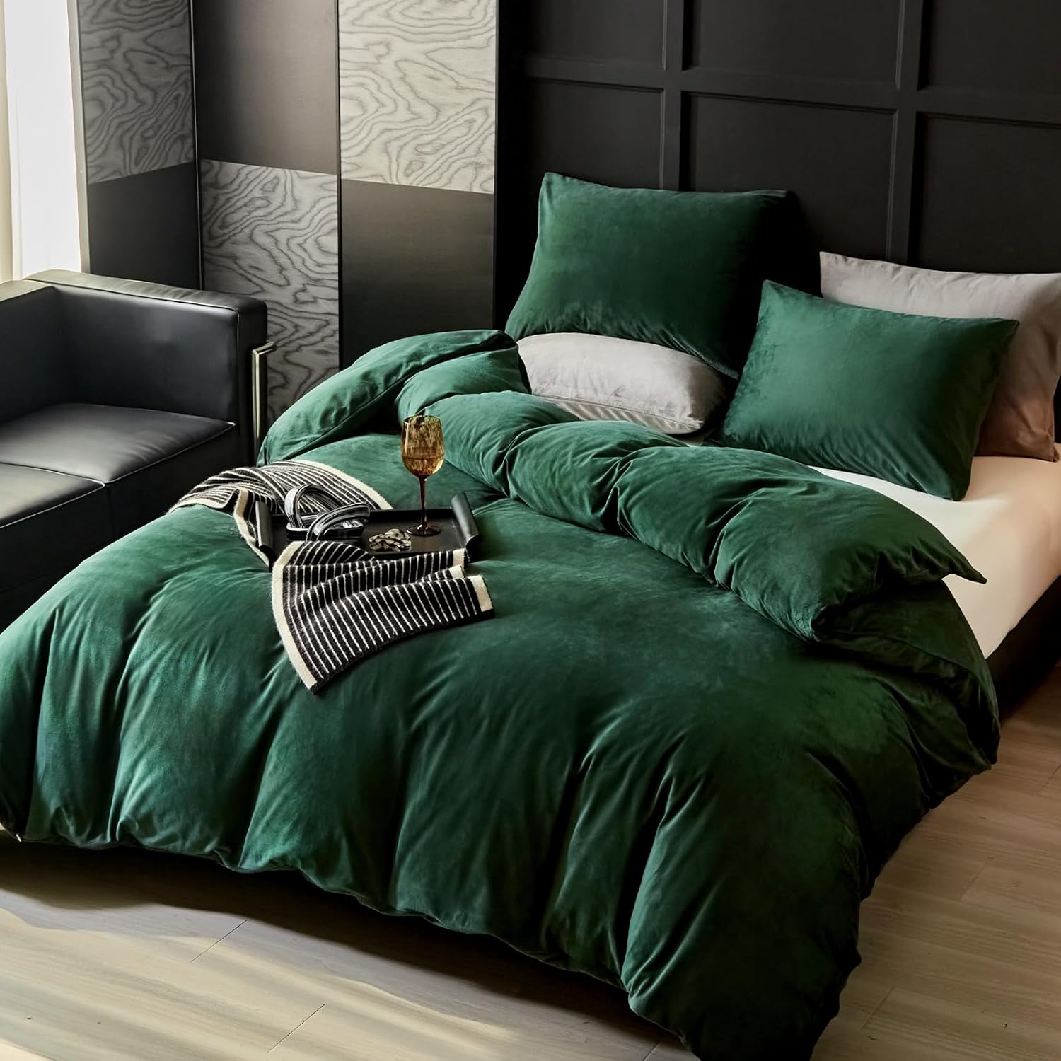 Emerald Green Velvet Duvet Set