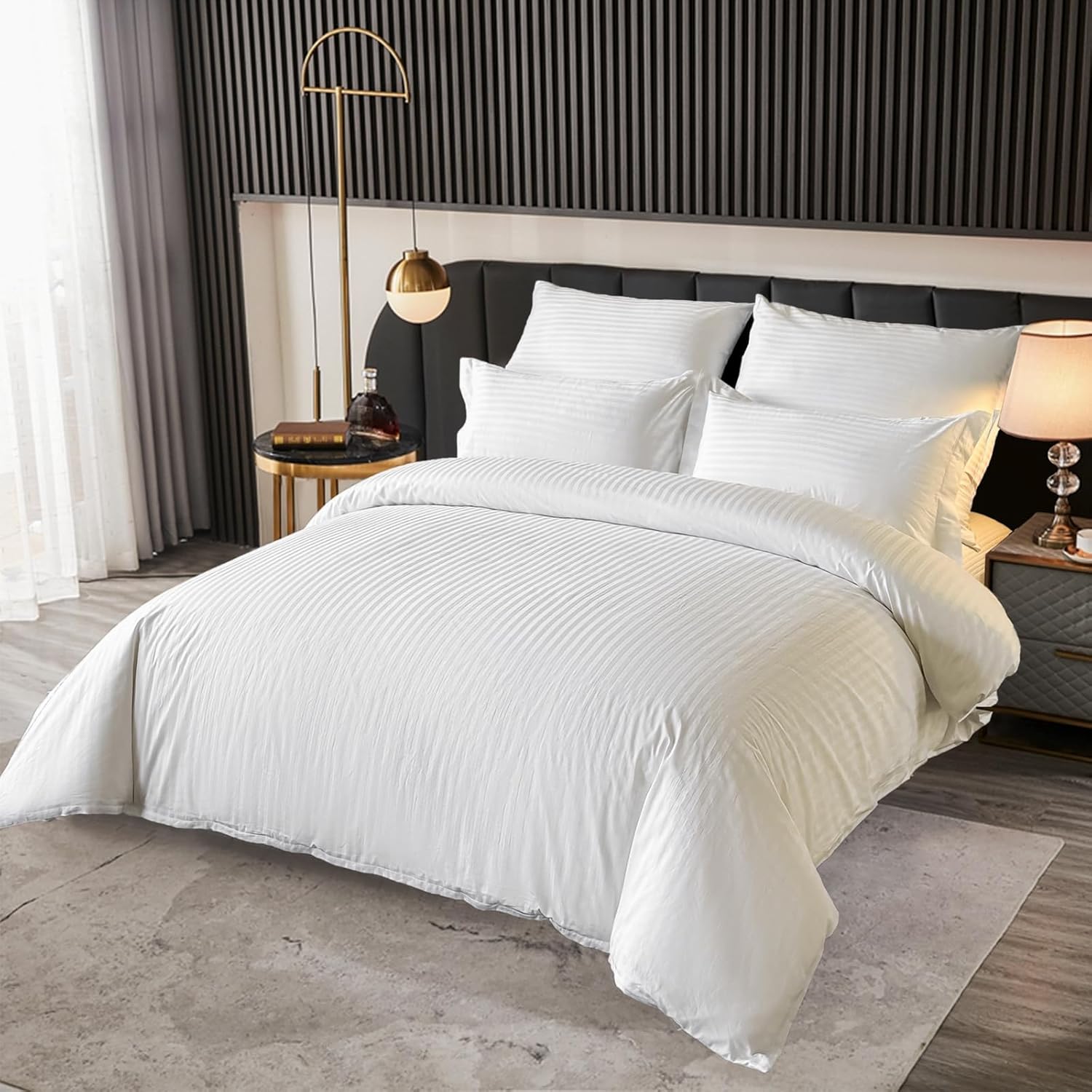 Cotton Satin Striped Bed Set