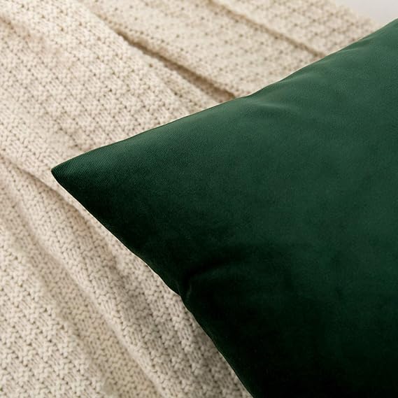 Dark Green Velvet Cushion Pair