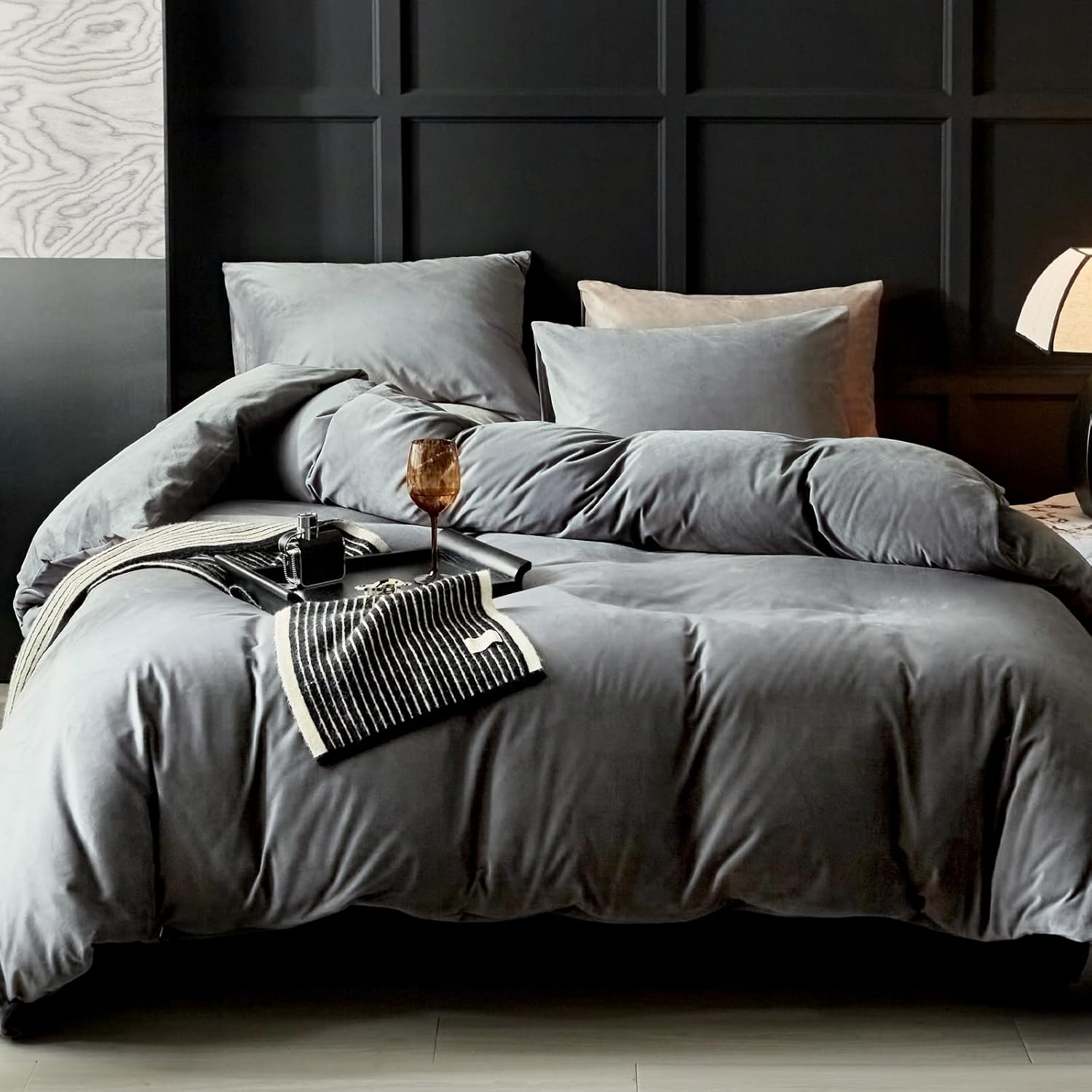 Silver Velvet Duvet Set