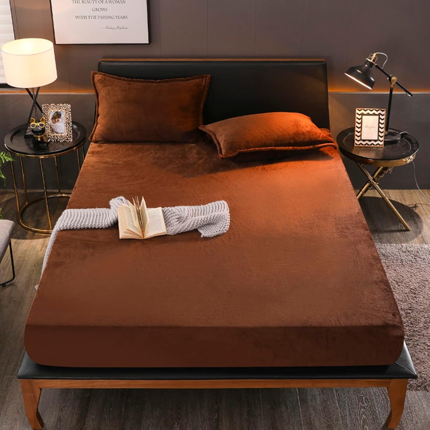 Coffee Fleece Fitted Sheet