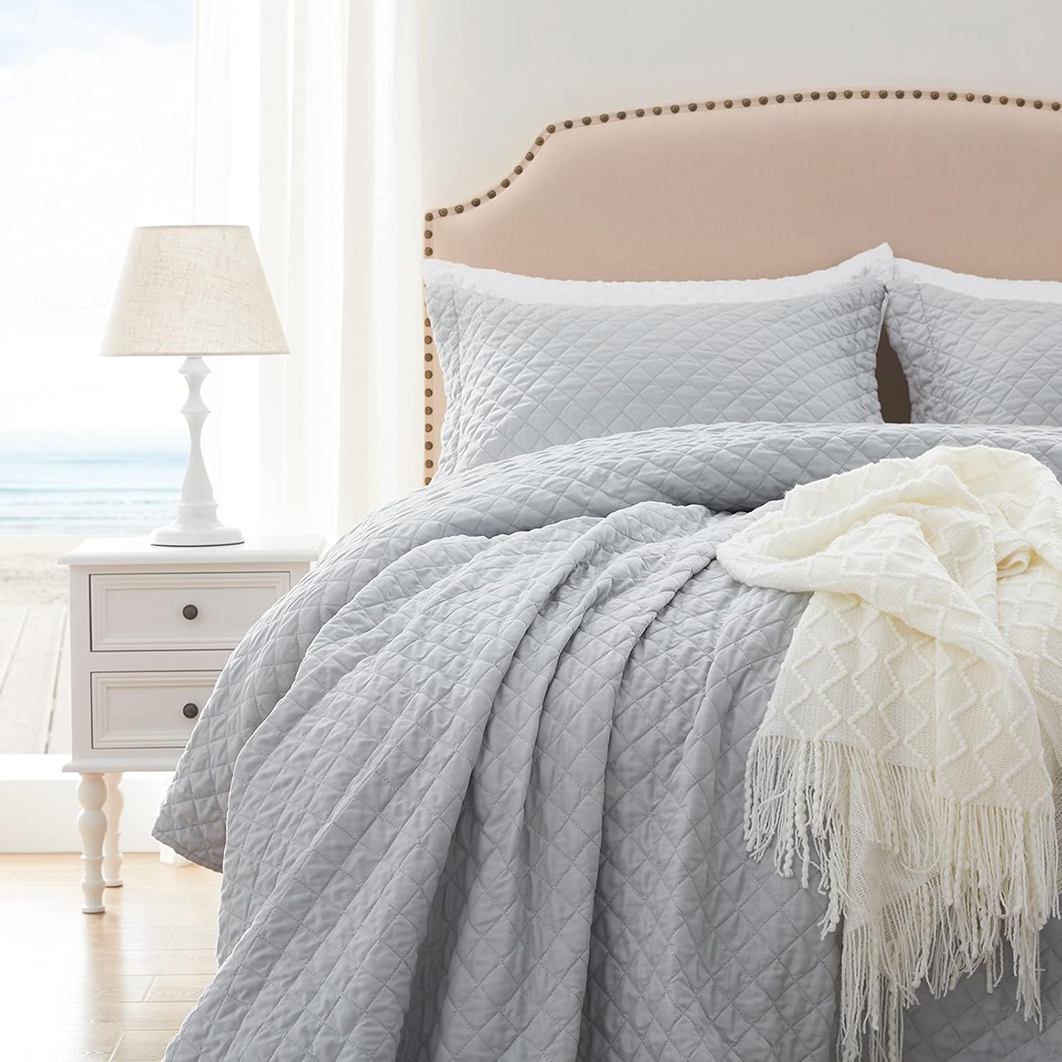 Diamond Echo Silver Bedspread