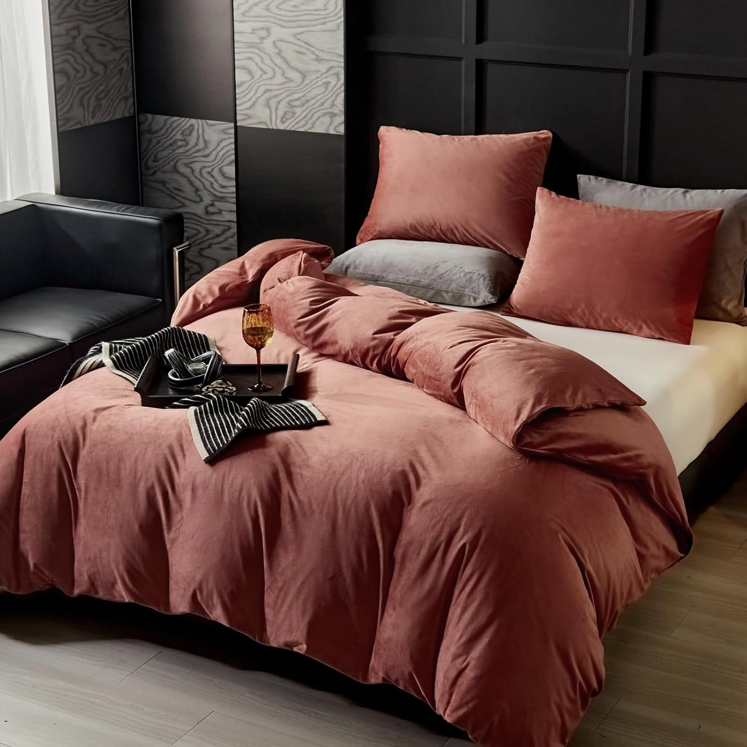 Blush Pink Velvet Duvet Set