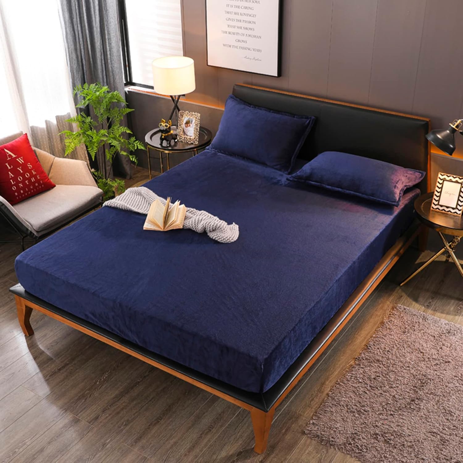 Navy Fleece Fitted Sheet