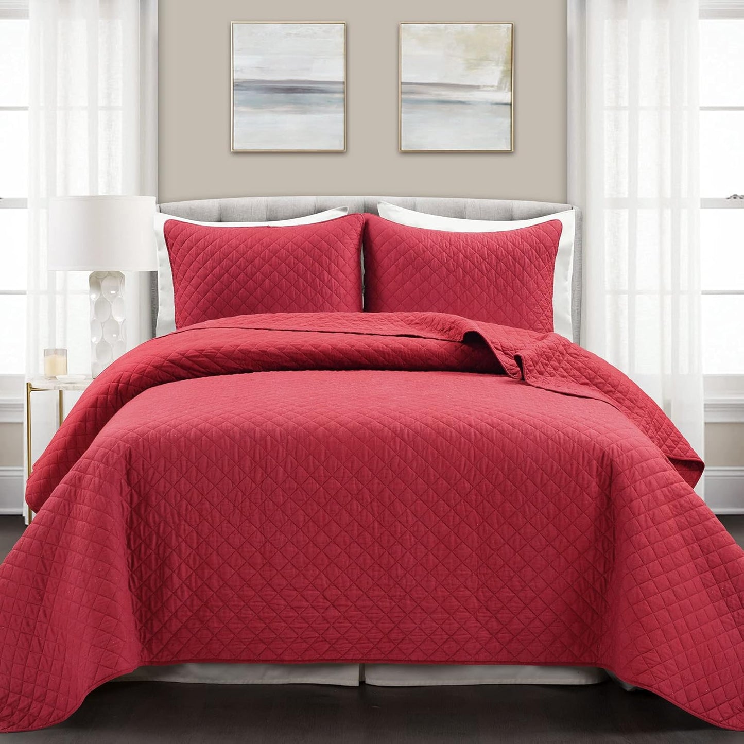 Diamond Echo Red Bedspread