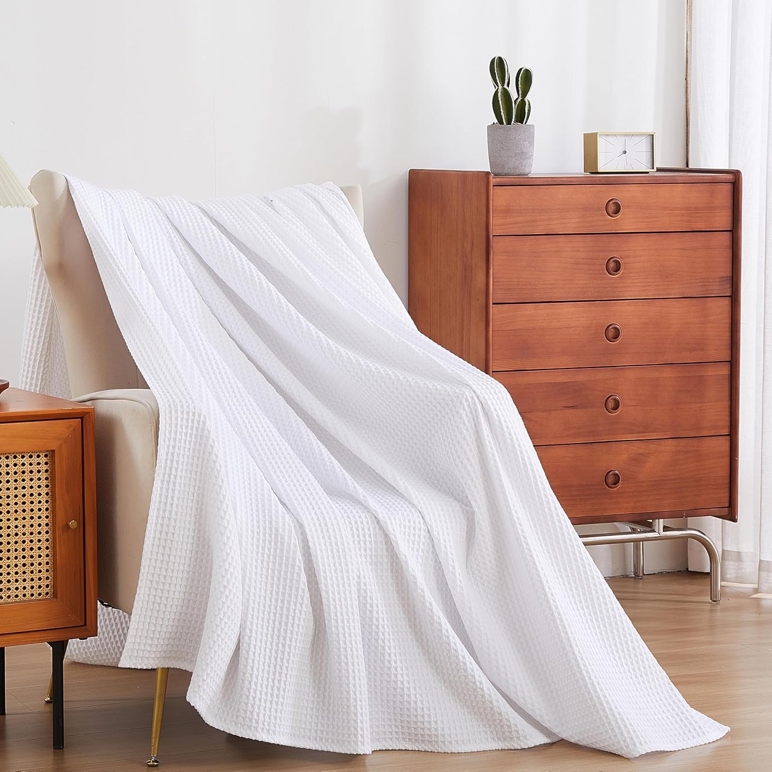 White Waffle Weave Summer Blanket