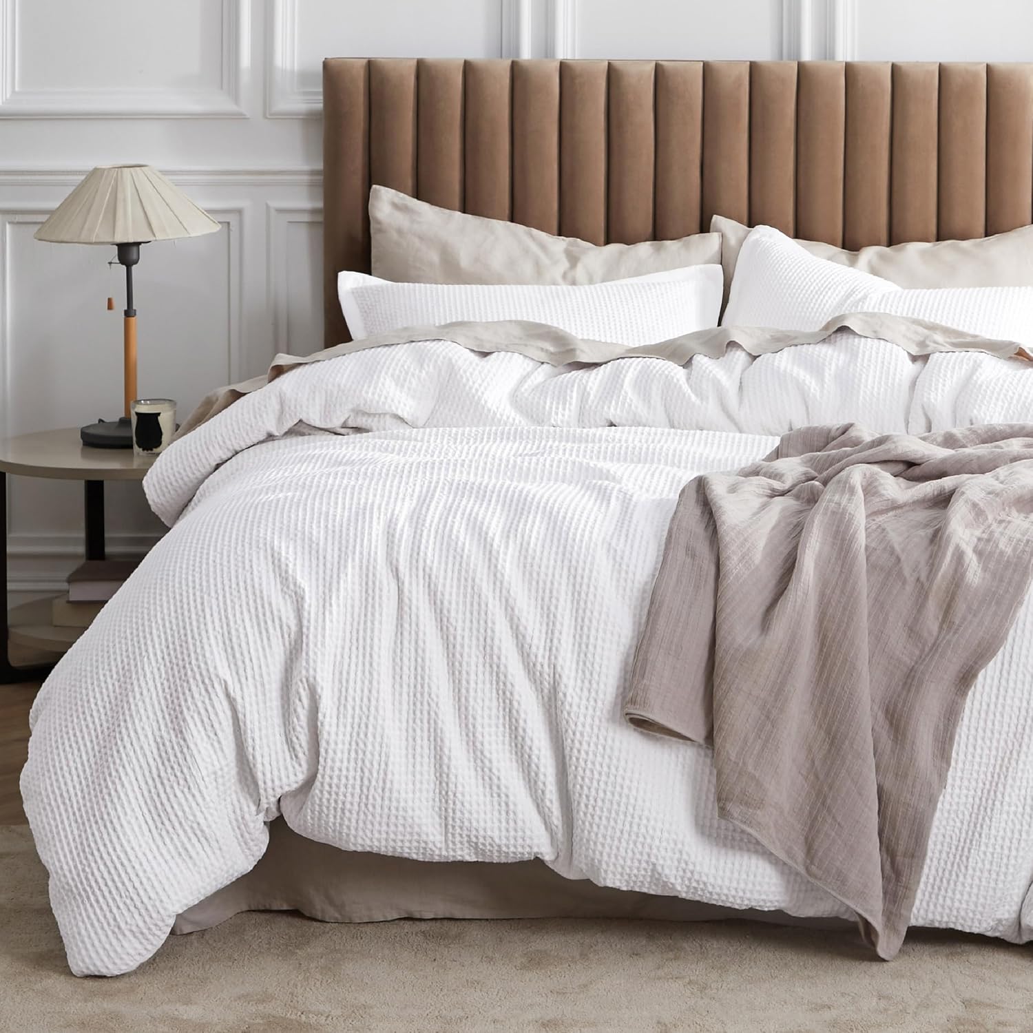 White Waffle Weave Duvet Set