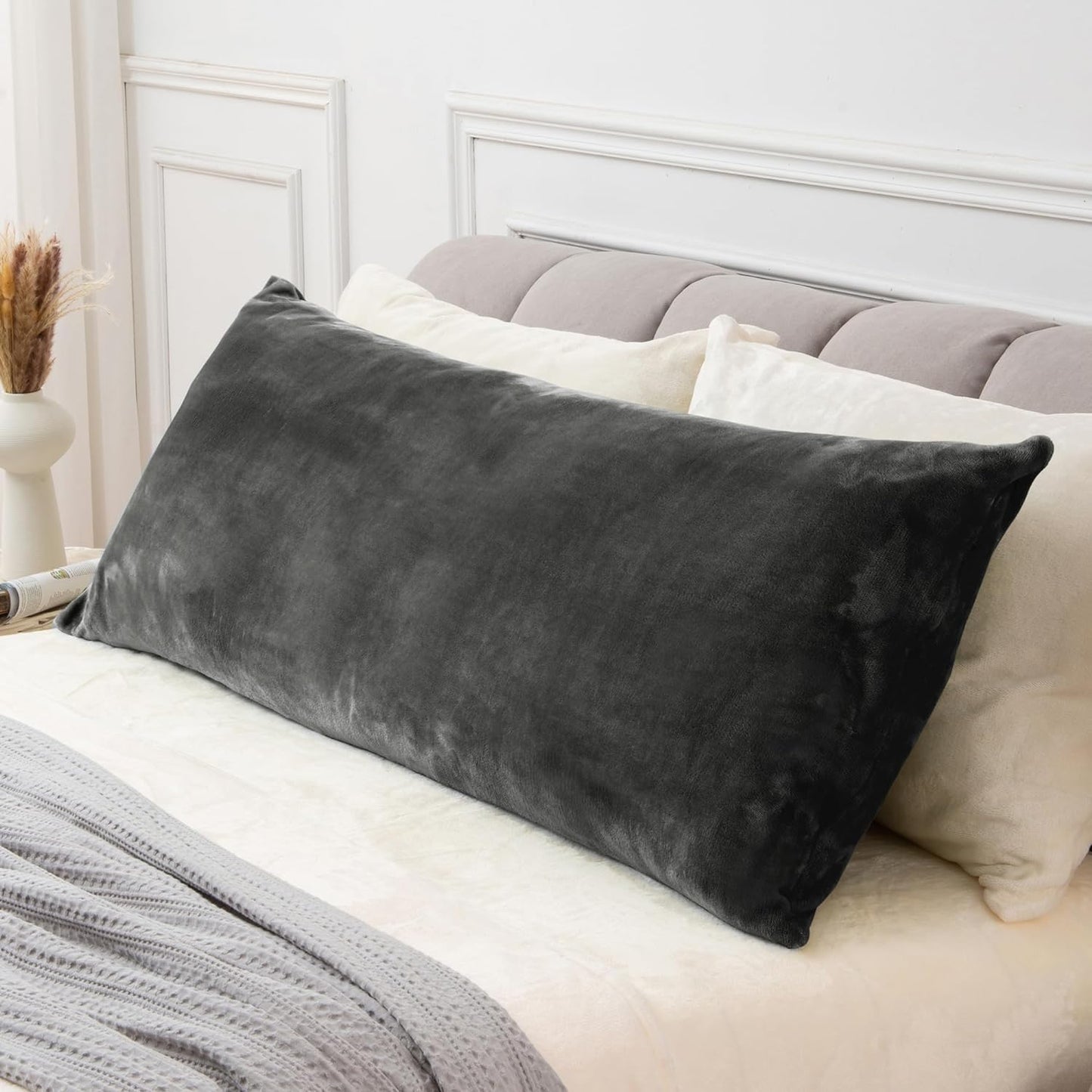 Charcoal Fleece Body Pillow