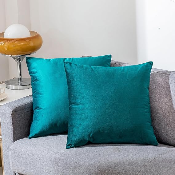 Teal Velvet Cushion Pair