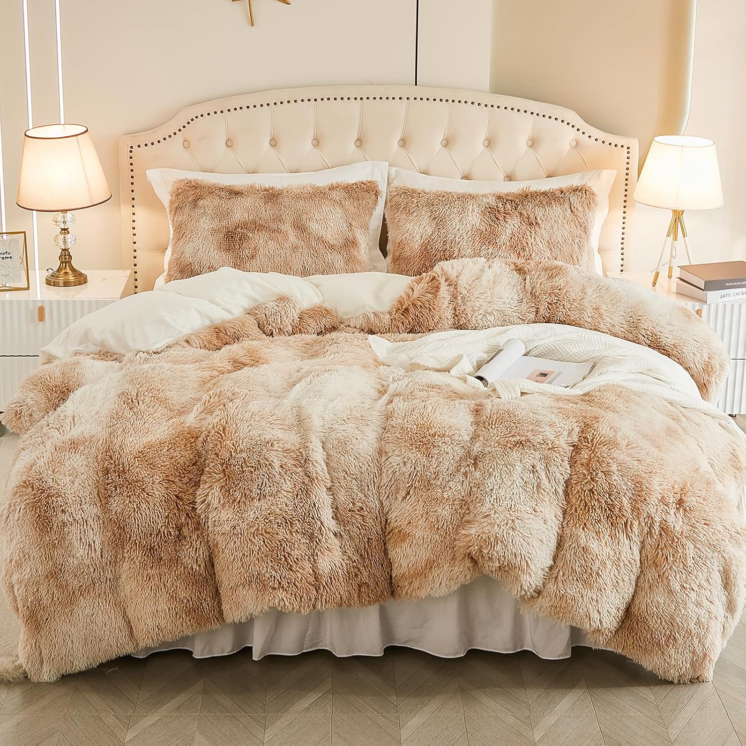 Beige Tye & Dye Shaggy Set