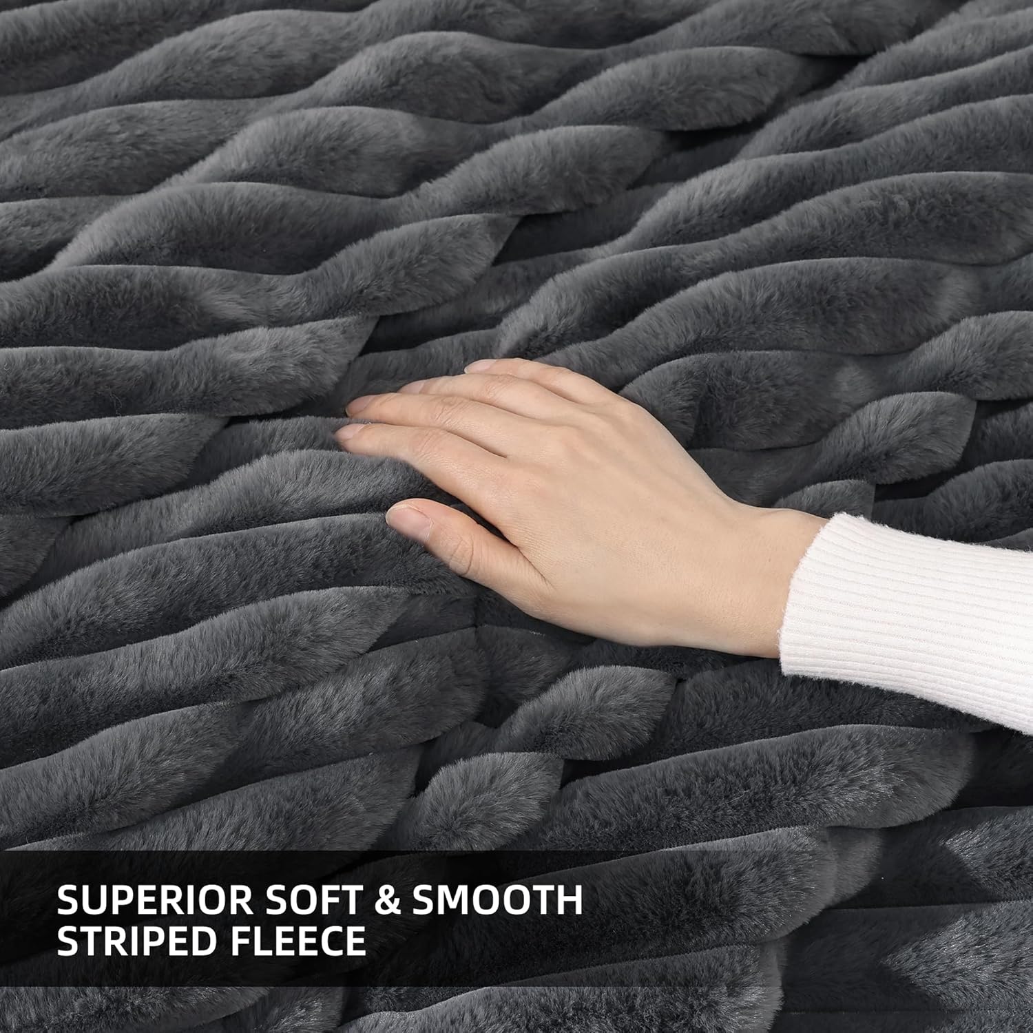 Faux Striped Grey Bed Set