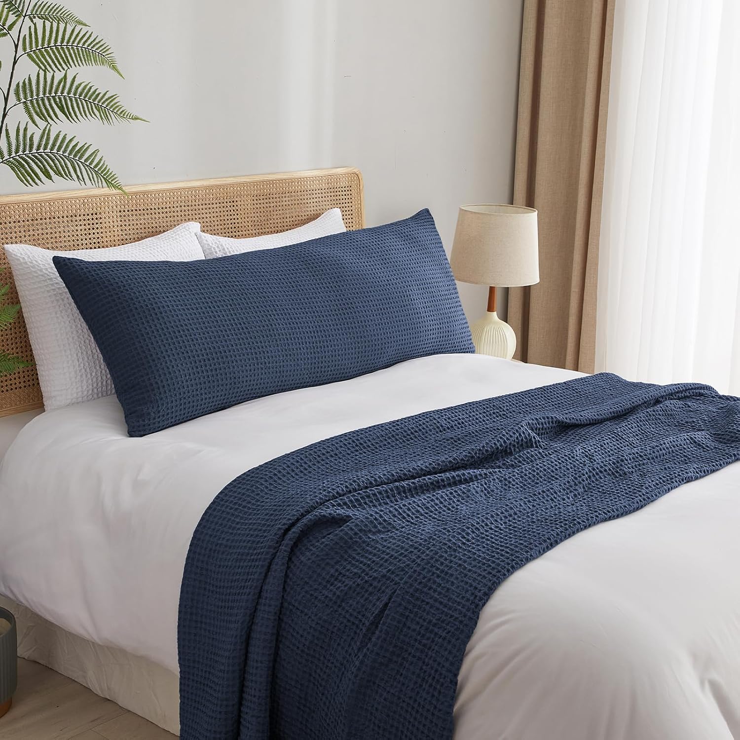 Waffle Weave Navy Body Pillow