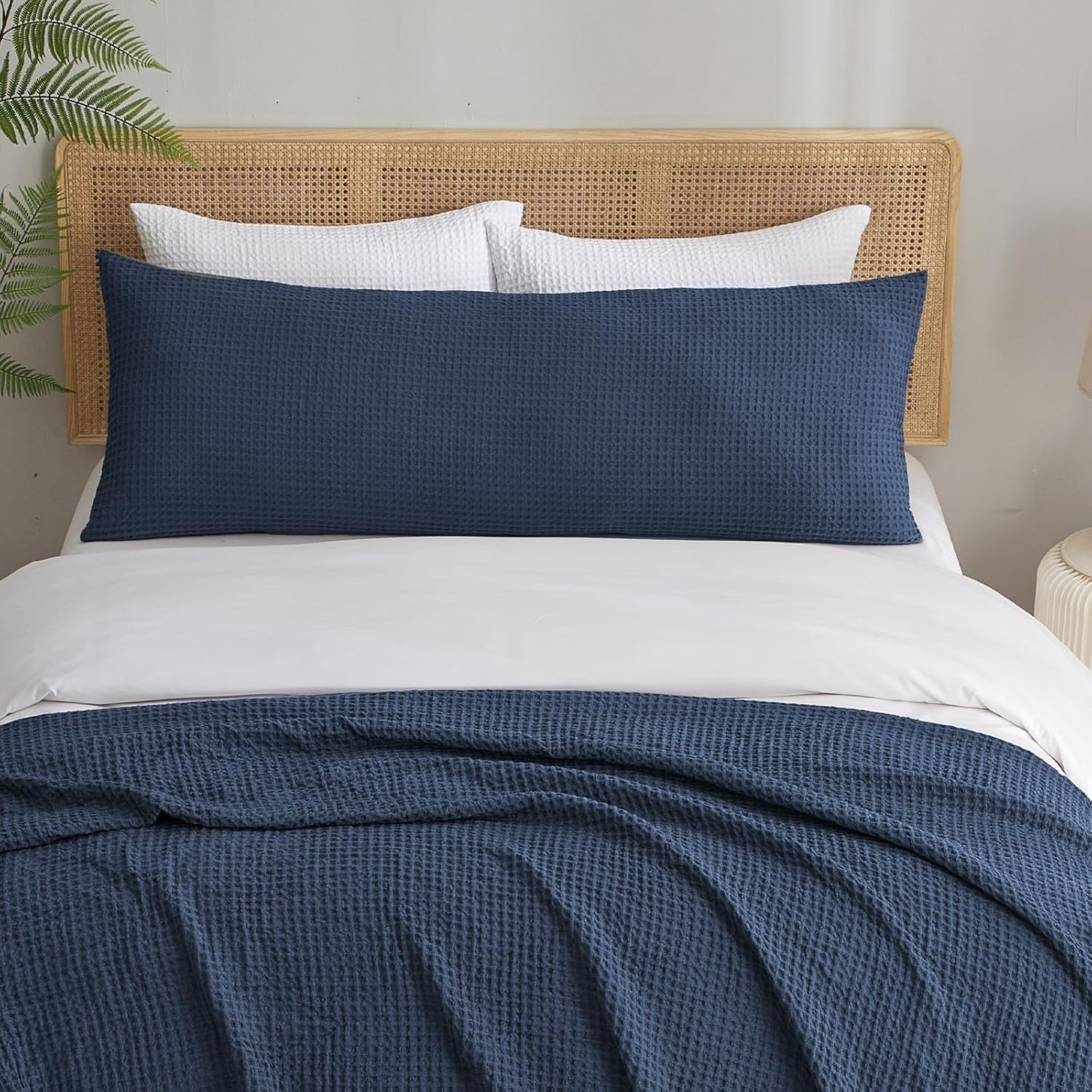 Waffle Weave Navy Body Pillow