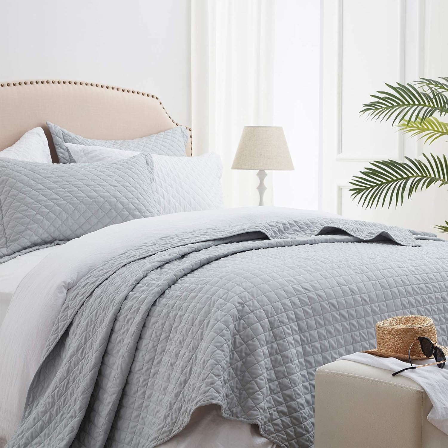 Diamond Echo Silver Bedspread