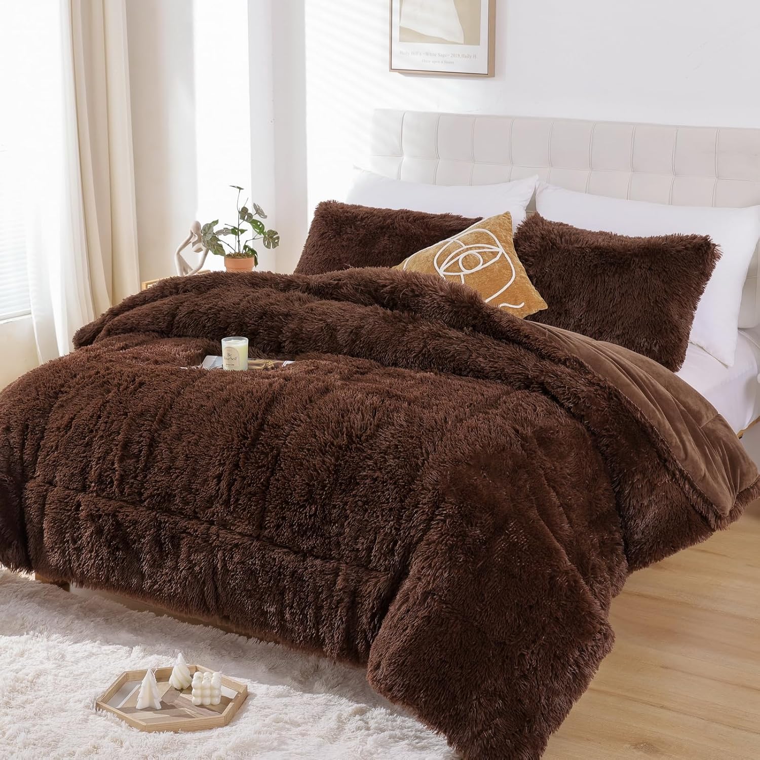 Shaggy Chocolate Bed Set