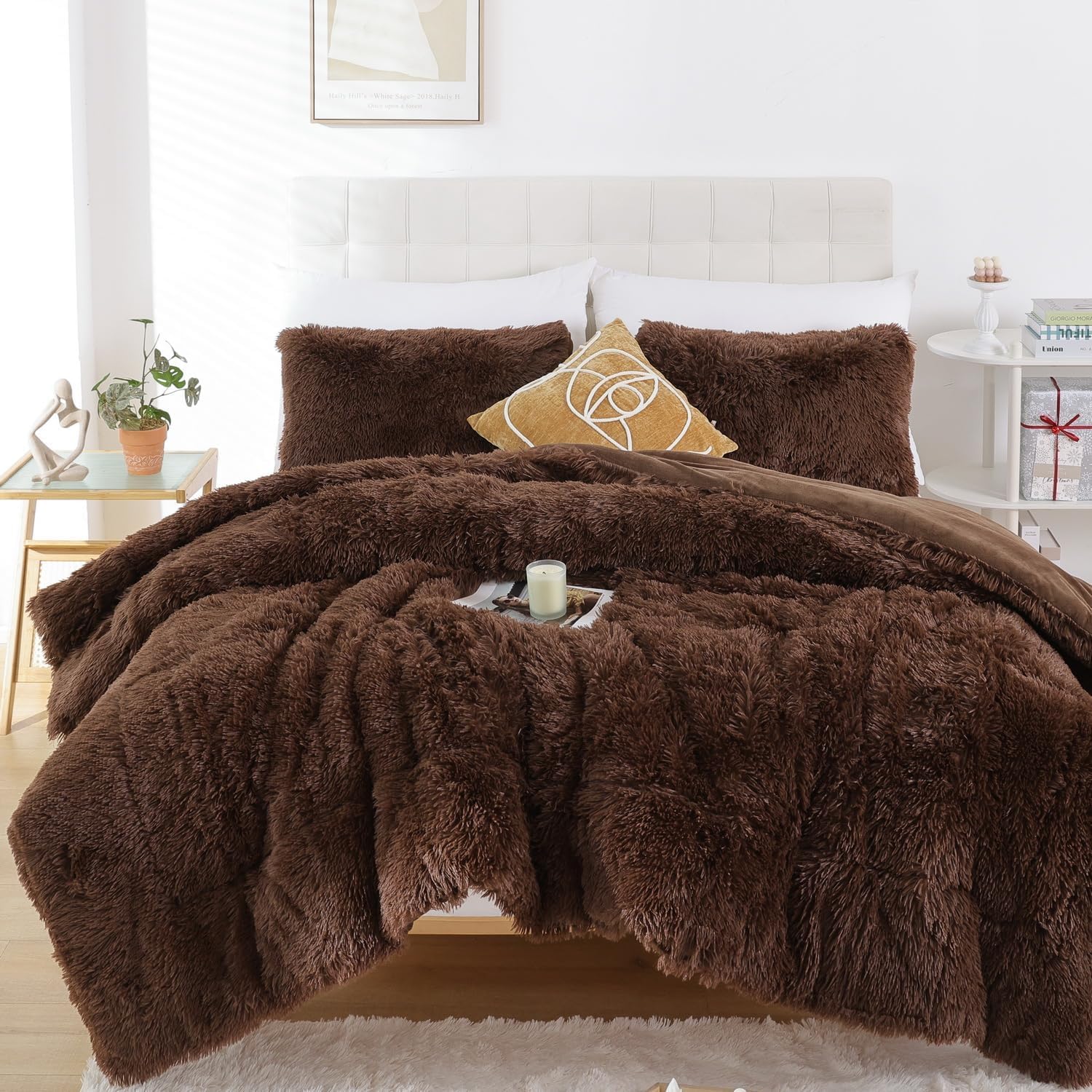 Shaggy Chocolate Bed Set