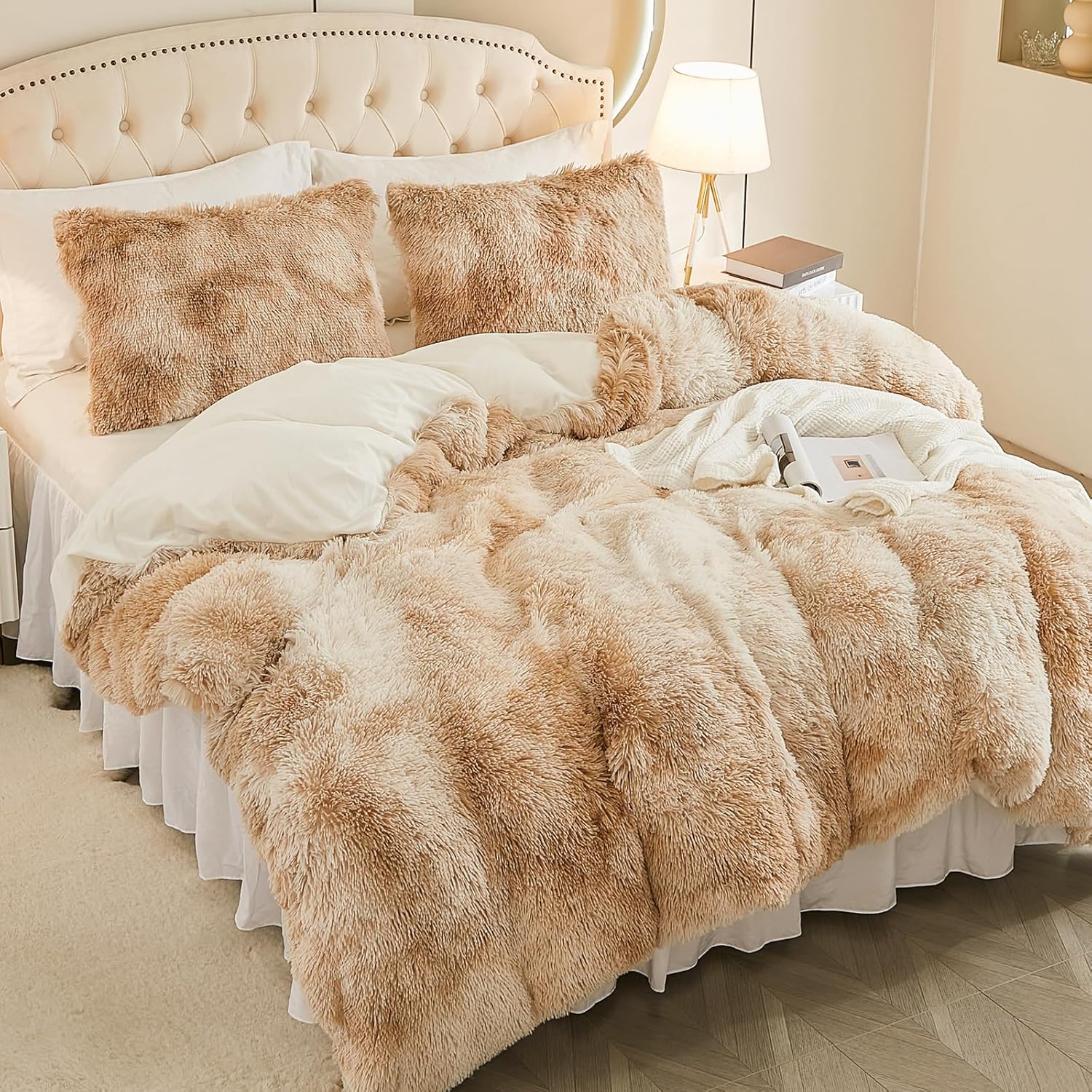 Beige Tye & Dye Shaggy Set