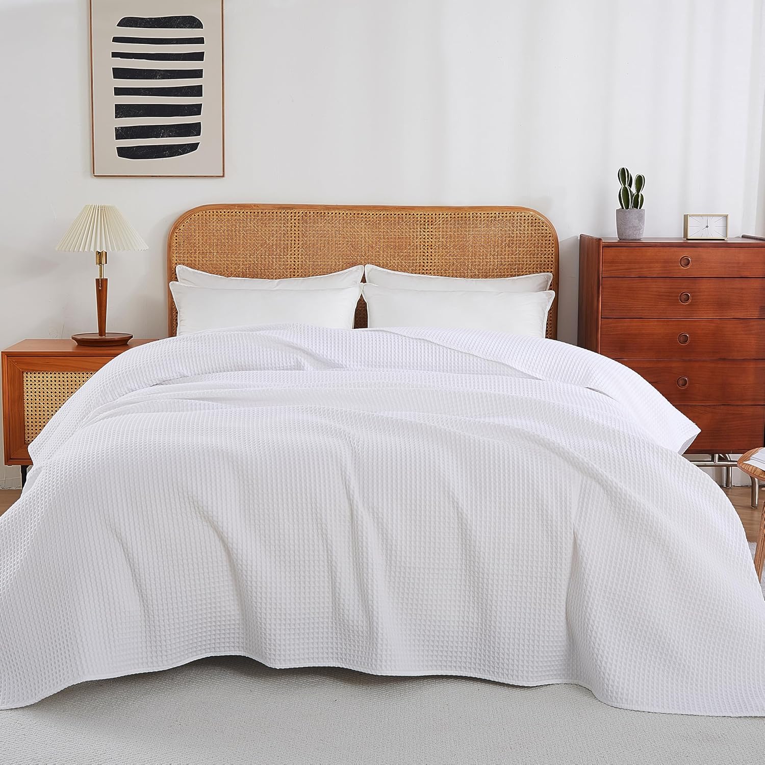 White Waffle Weave Summer Blanket