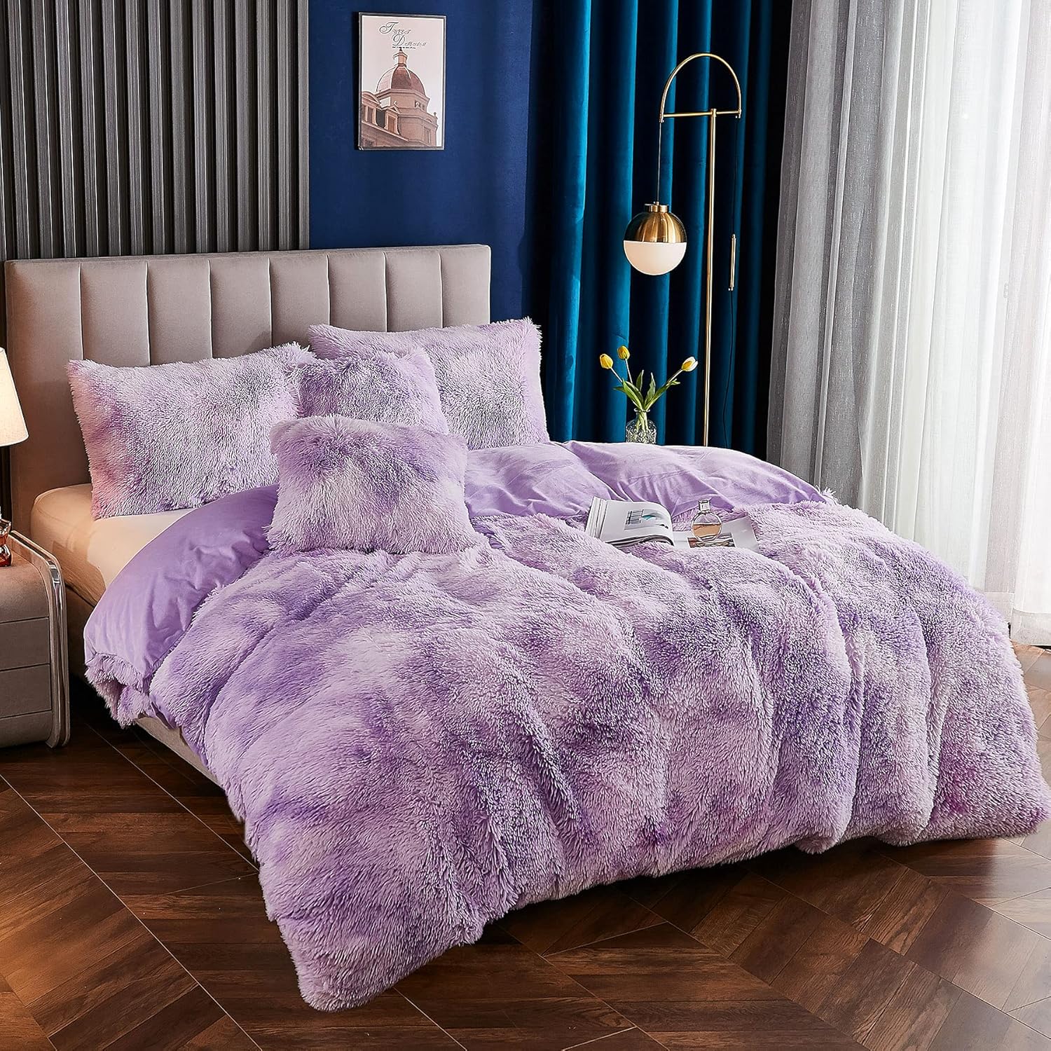 Lilac Tye & Dye Shaggy Set