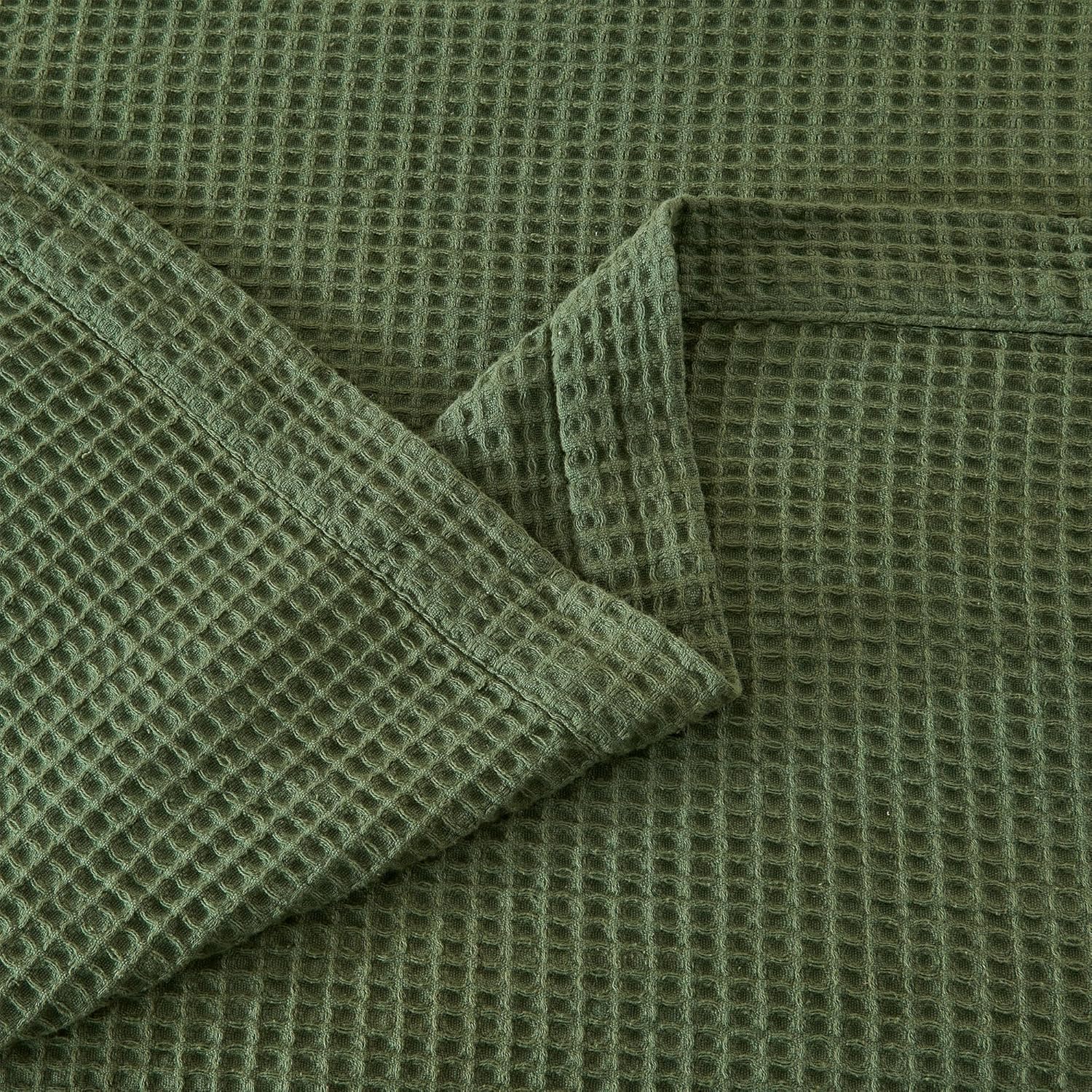 Olive Green Waffle Weave Summer Blanket