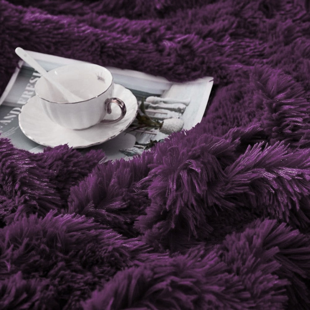 Shaggy Purple Bed Set
