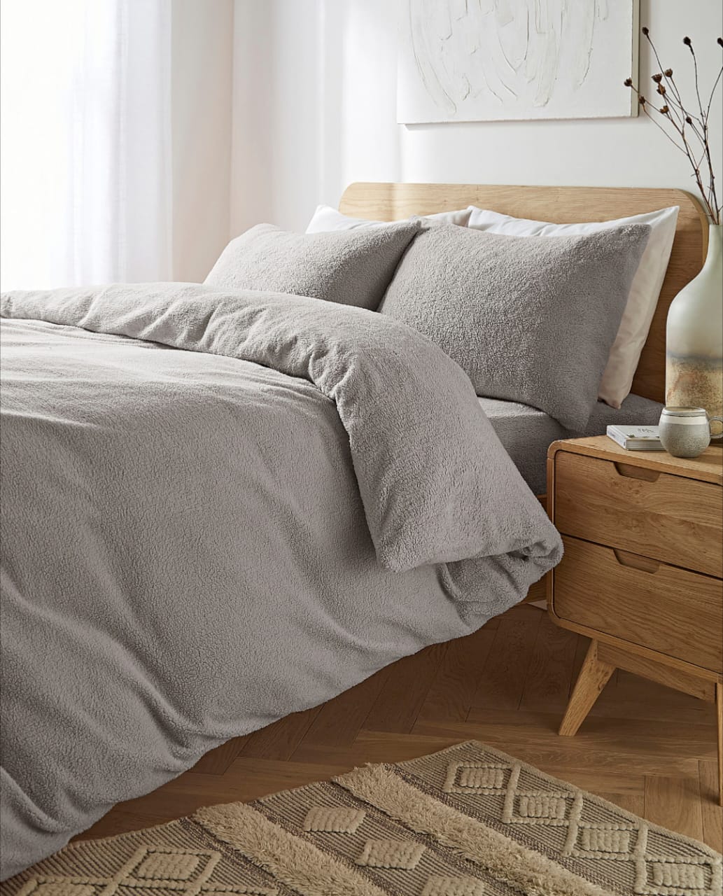Silver Fleece Comforter Cover