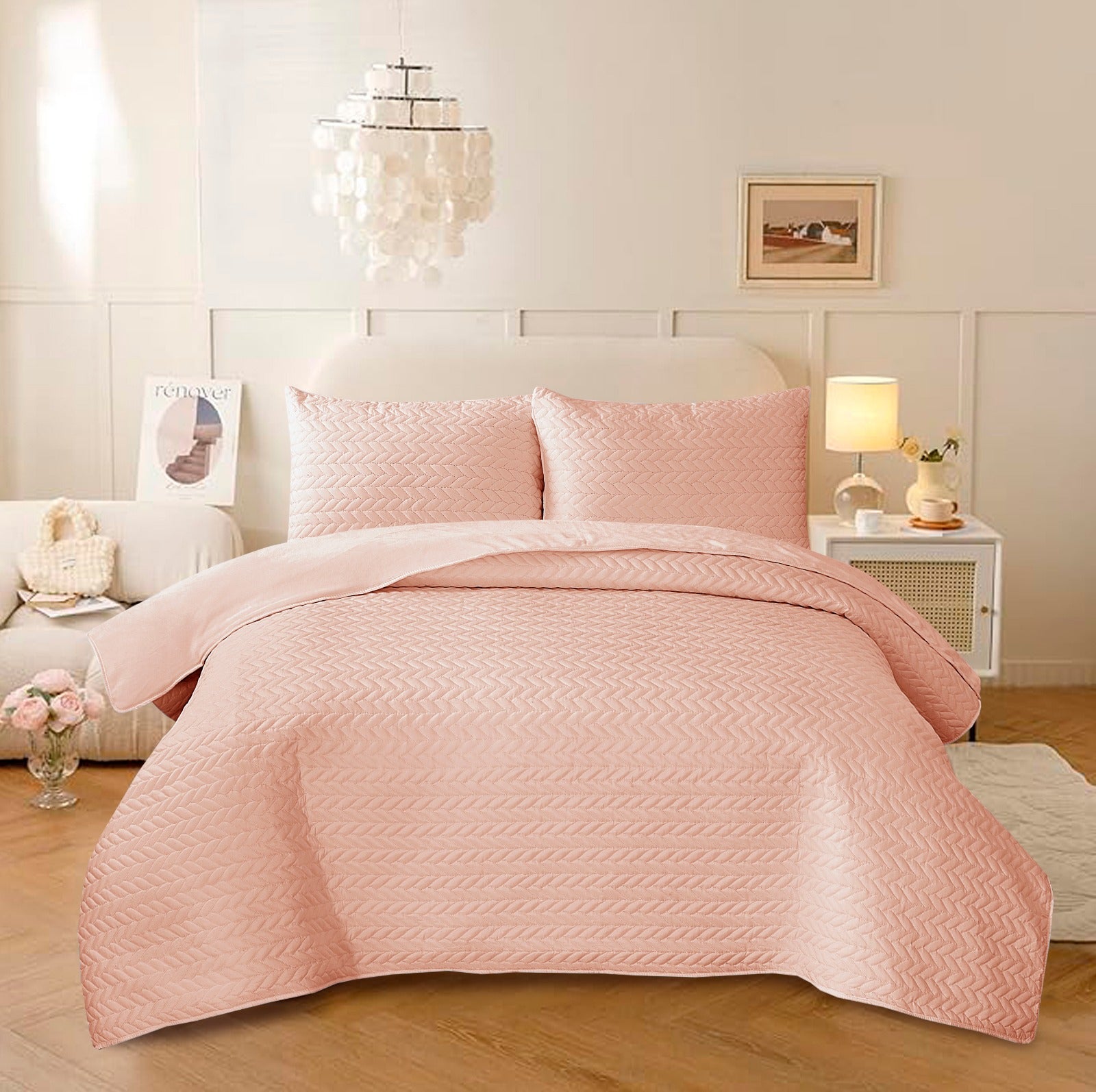 Blush Leaf Bed Set