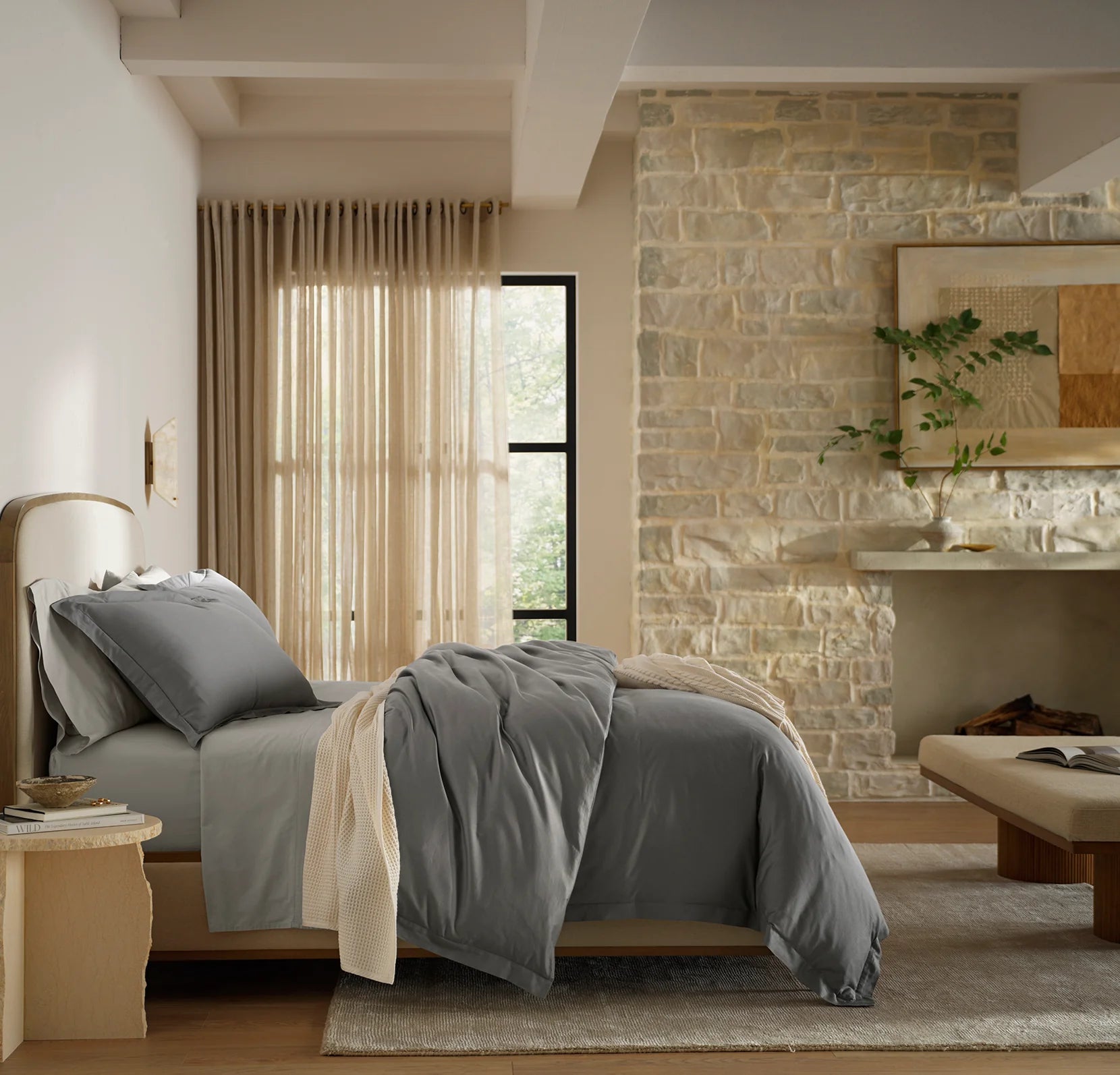 Silver Gray Satin Bed Set