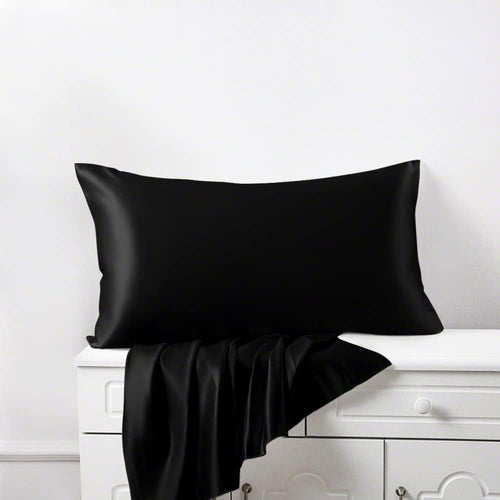 Black Silk Pillowcases Pair