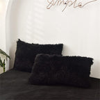 Shaggy Black Bed Set